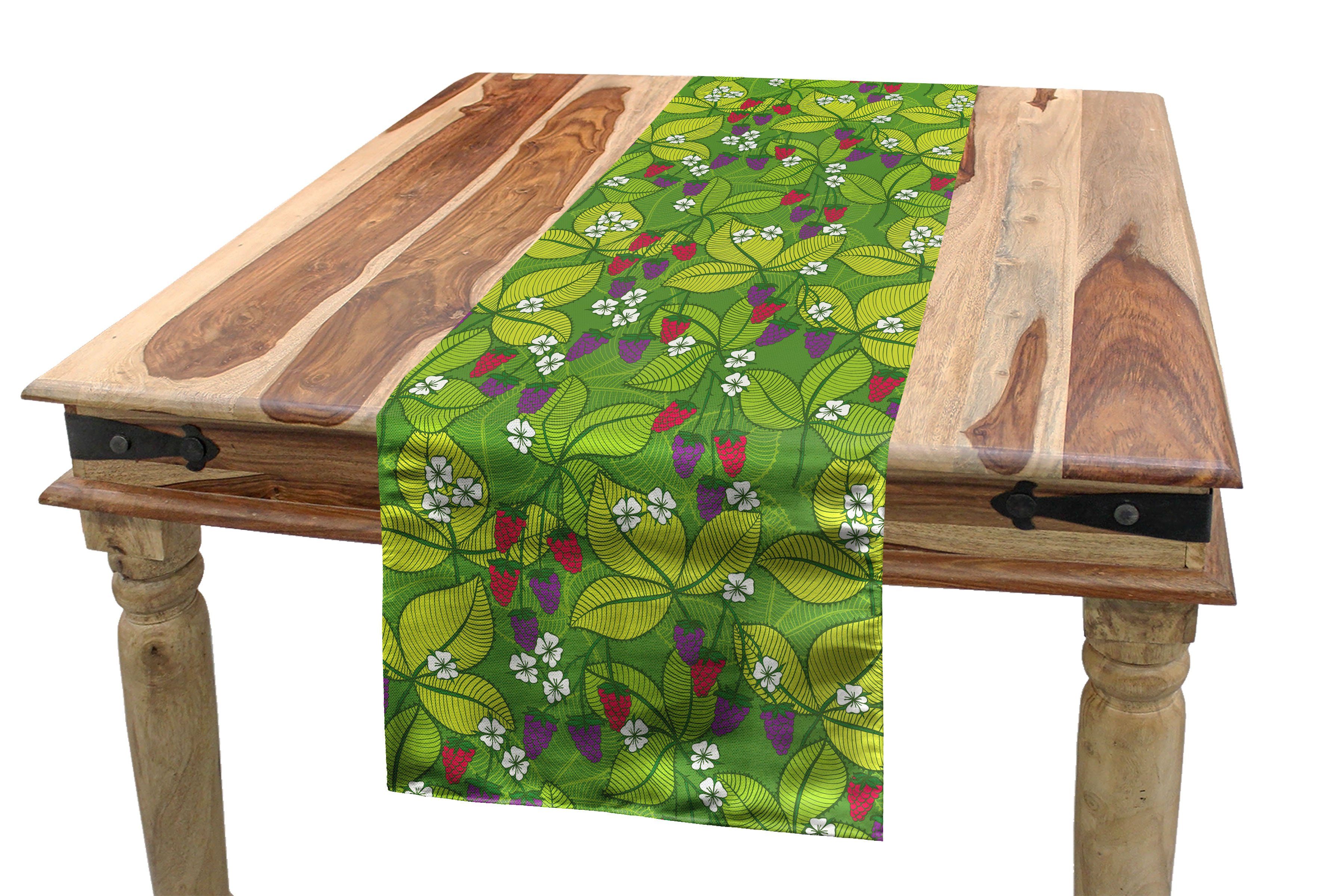 Abakuhaus Tischläufer Esszimmer Küche Rechteckiger Dekorativer Tischläufer, Blumen Beeren Blätter und Blumen