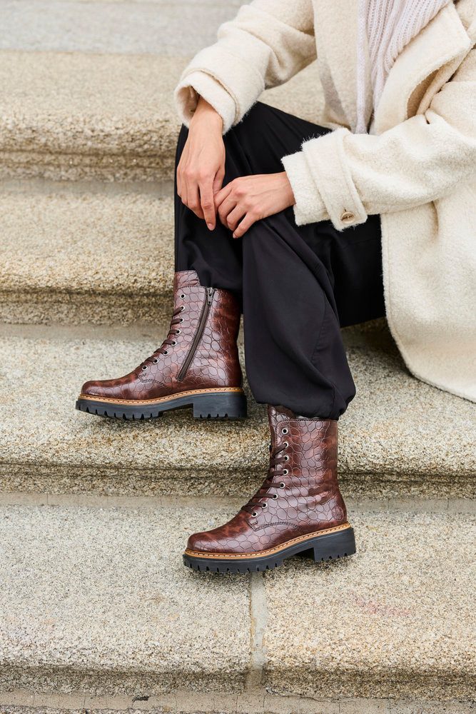 Rieker Schnürboots Schnürstiefelette, Profilsohle, in veganer Verarbeitung – Bild 4 von 5
