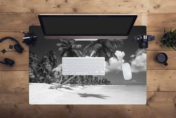 MuchoWow Gaming Mauspad Detail des Strandes der Dominikanischen Republik in schwarz-weiß (1-St), Büro für Tastatur und Maus, Mousepad Gaming, 90x60 cm, XXL, Großes