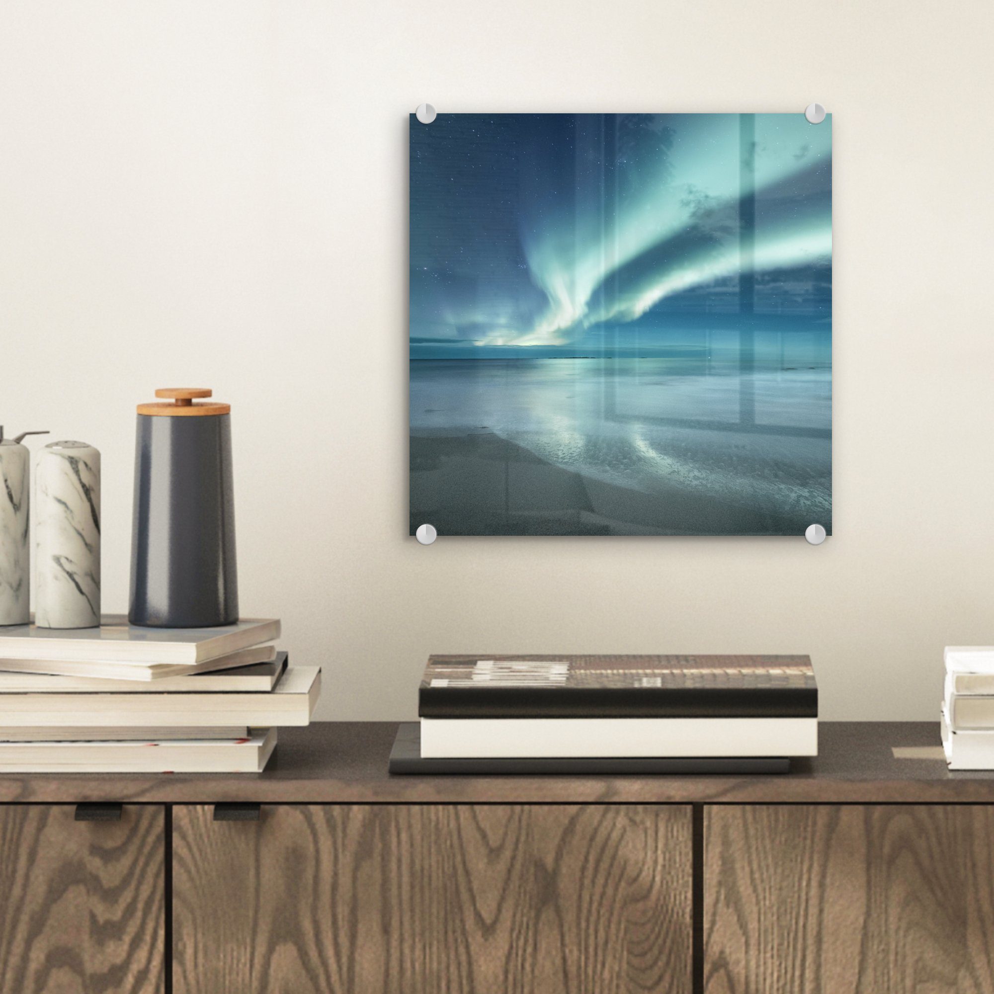 MuchoWow Acrylglasbild Nordlicht - Strand - günstig online kaufen
