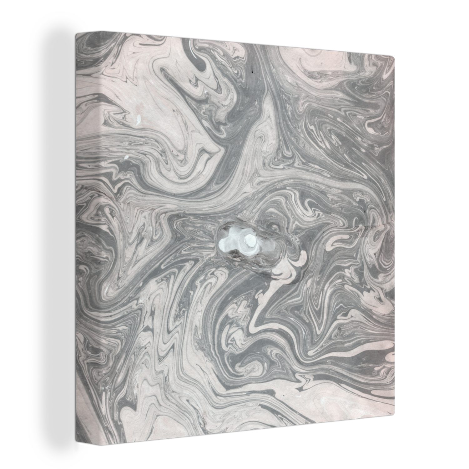 OneMillionCanvasses® Leinwandbild Achat - Formen - Grau, (1 St), Leinwand Bilder für Wohnzimmer Schlafzimmer
