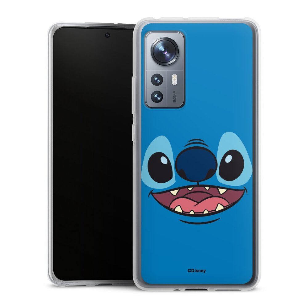 DeinDesign Handyhülle Lilo & Stitch Disney Offizielles Lizenzprodukt Stitch Closeup, Xiaomi 12 5G Silikon Hülle Bumper Case Handy Schutzhülle