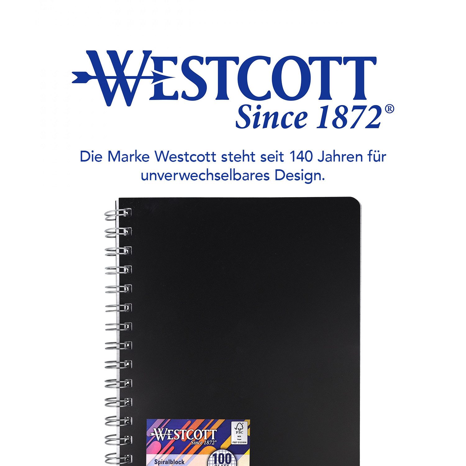 WESTCOTT Notizblock Spiralblock Notizbuch A5 kariert, 200 Seiten Ringbuch perforiert, Premium 80 g/m² Papier, Kunststoffcover – Bild 5 von 5