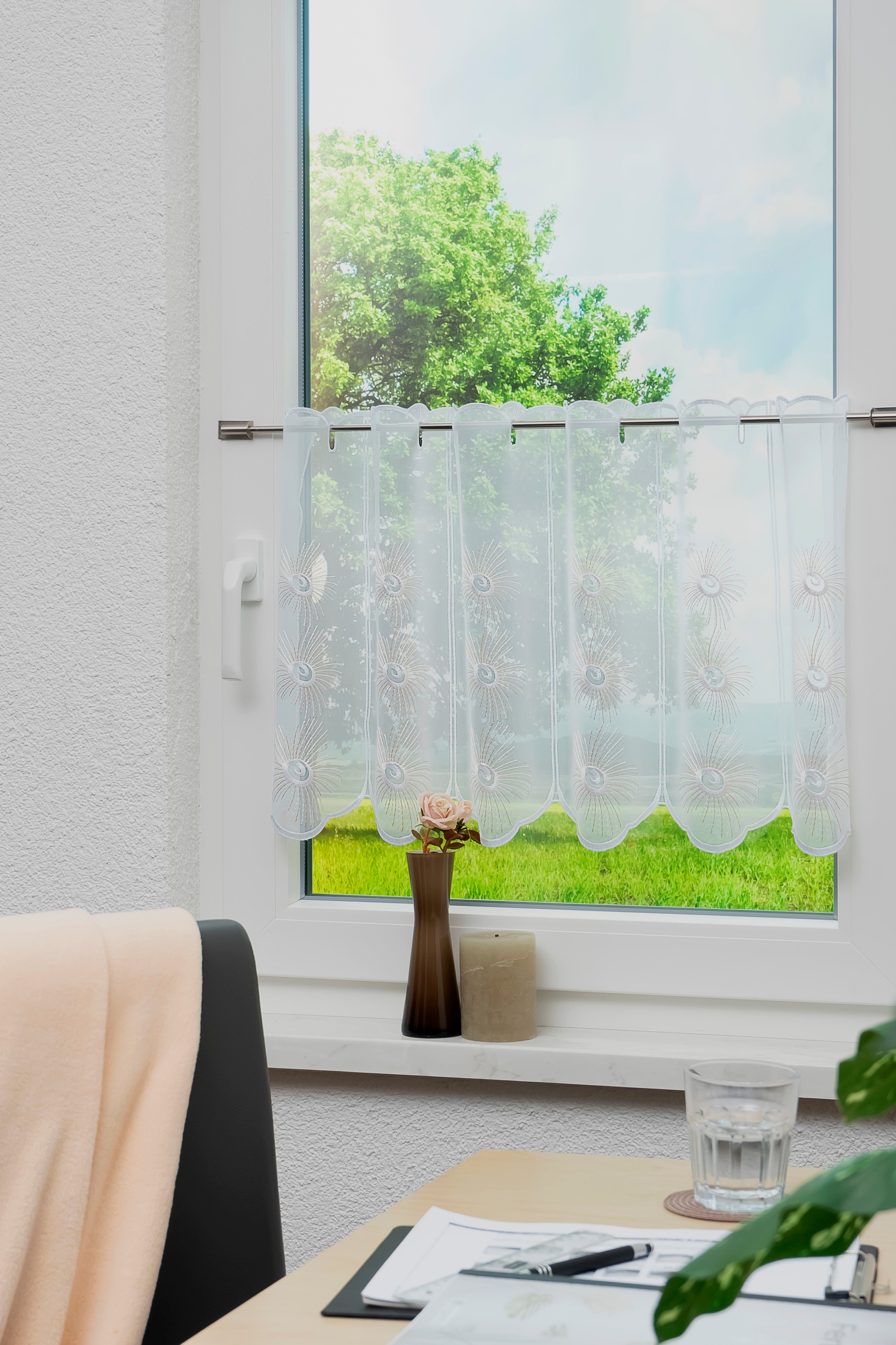 Stickereien Plauen Panneaux Monika (1 St), Stangendurchzug, halbtransparent, Voile