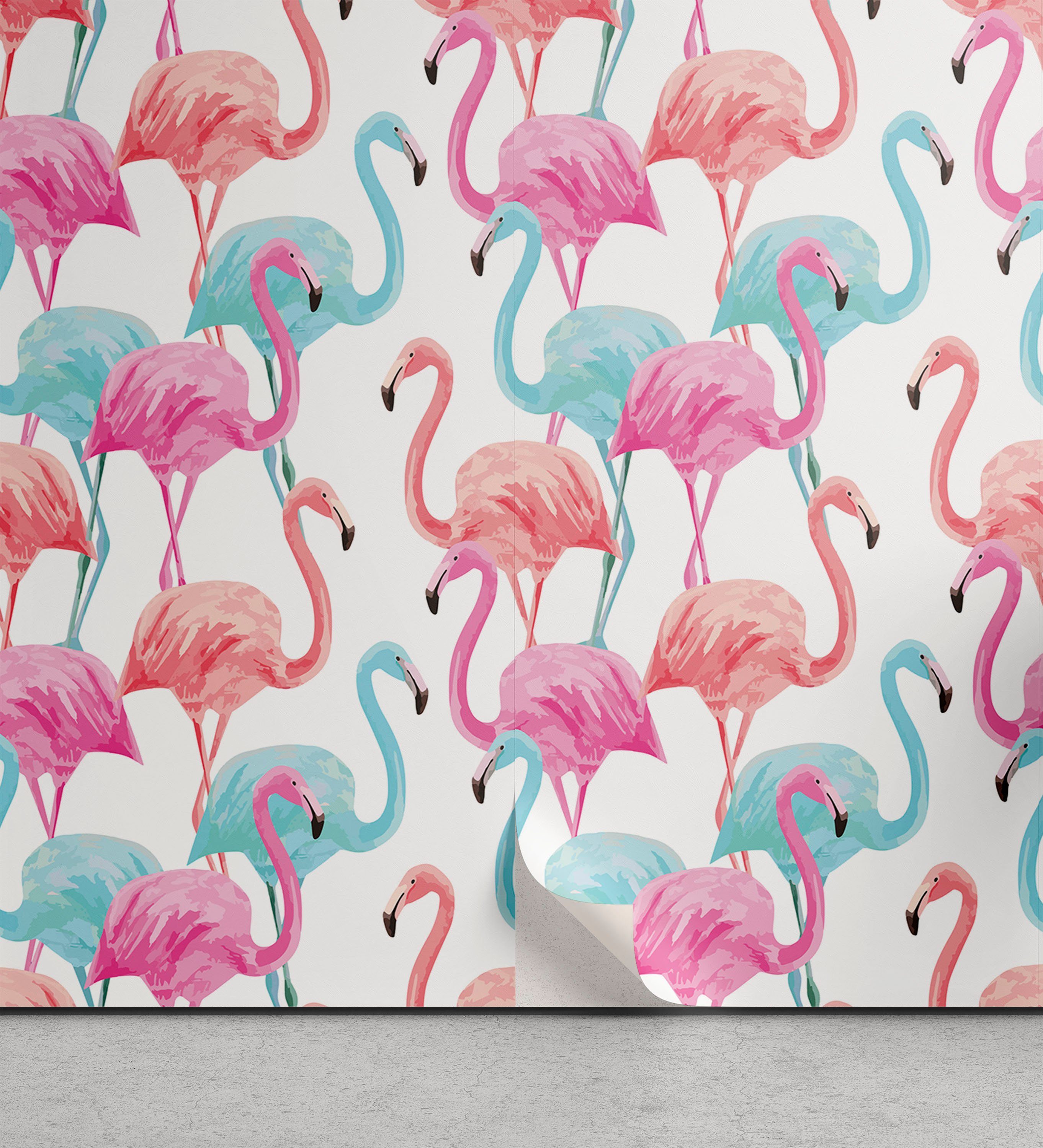 Abakuhaus Vinyltapete Hawaii selbstklebendes Flamingos Küchenakzent, Aquarell Wohnzimmer
