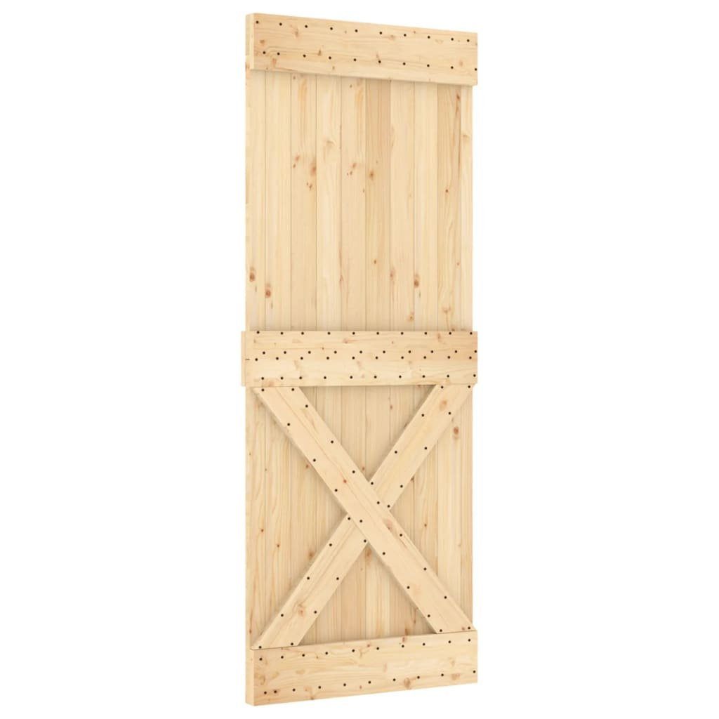 Thumbnail - vidaXL Schiebetür Schiebetür mit Beschlag 80x210 cm Massivholz Kiefer
