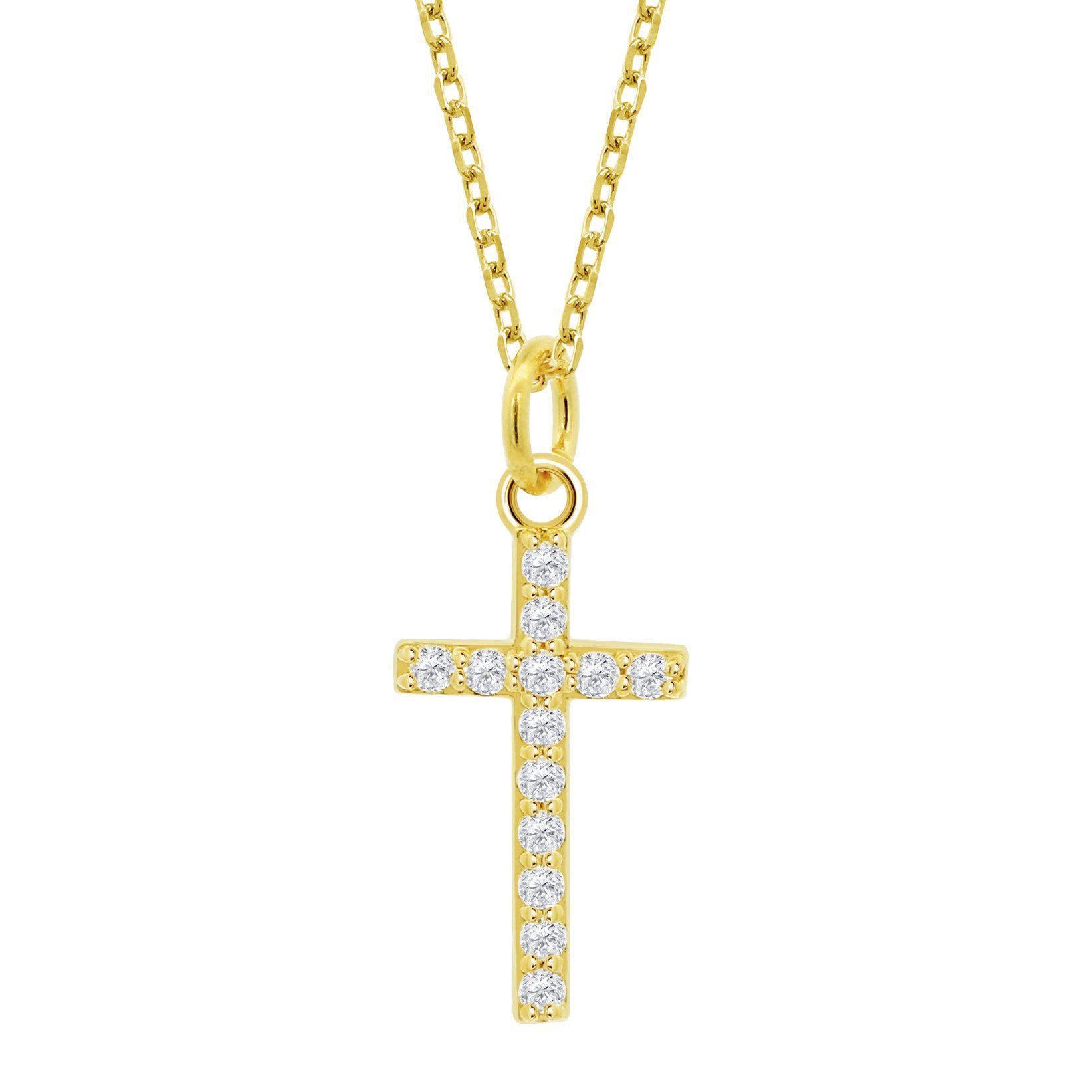 Lotus Kette mit Anhänger Silver Damen Halskette LP3066-1/2 Vergoldet Kreuz Zirkonia 42+3 cm