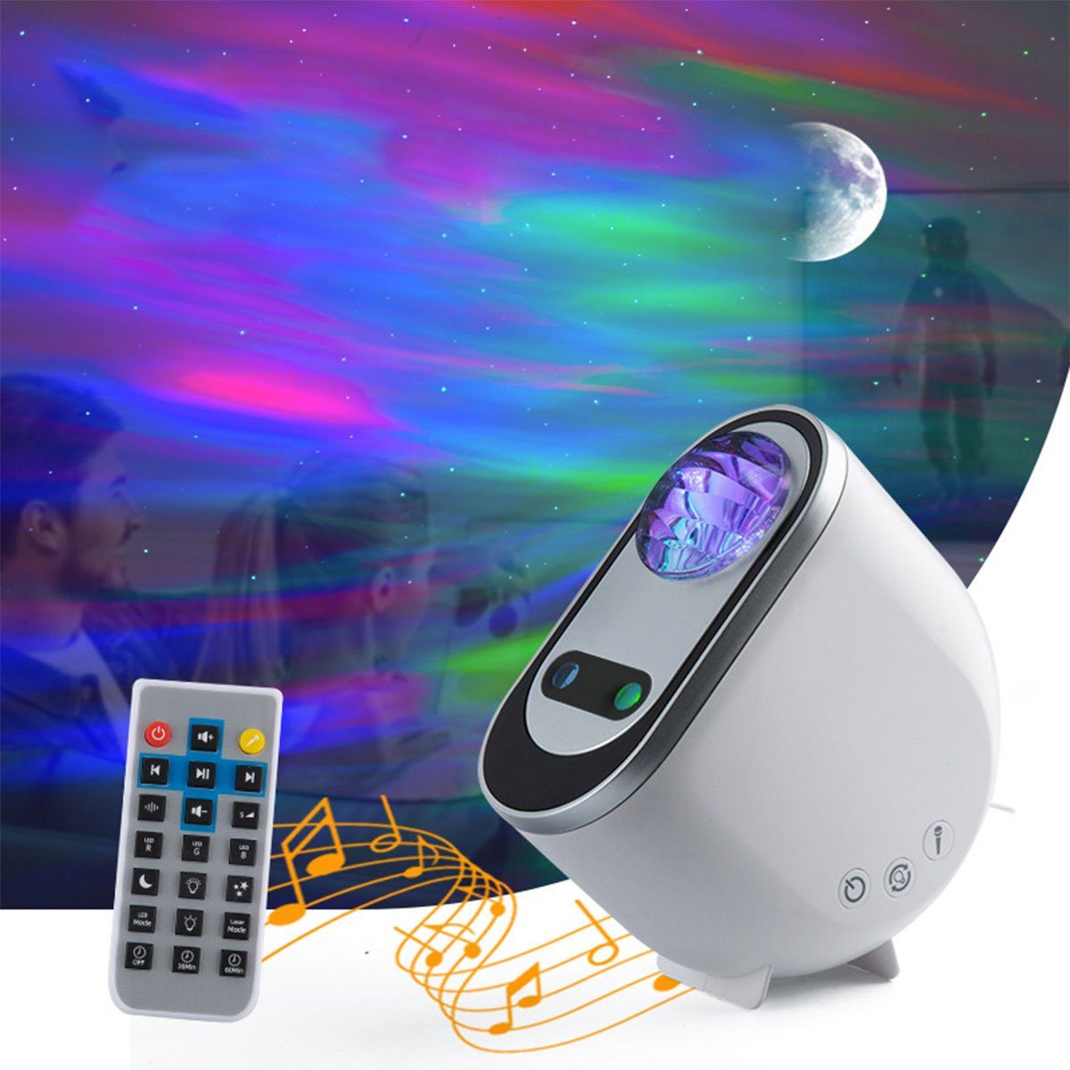 DOPWii Nachtlicht Sternenhimmel-Projektorlampe mit Bluetooth-Lautsprecher,14x13x6,6cm | Nachtlichter