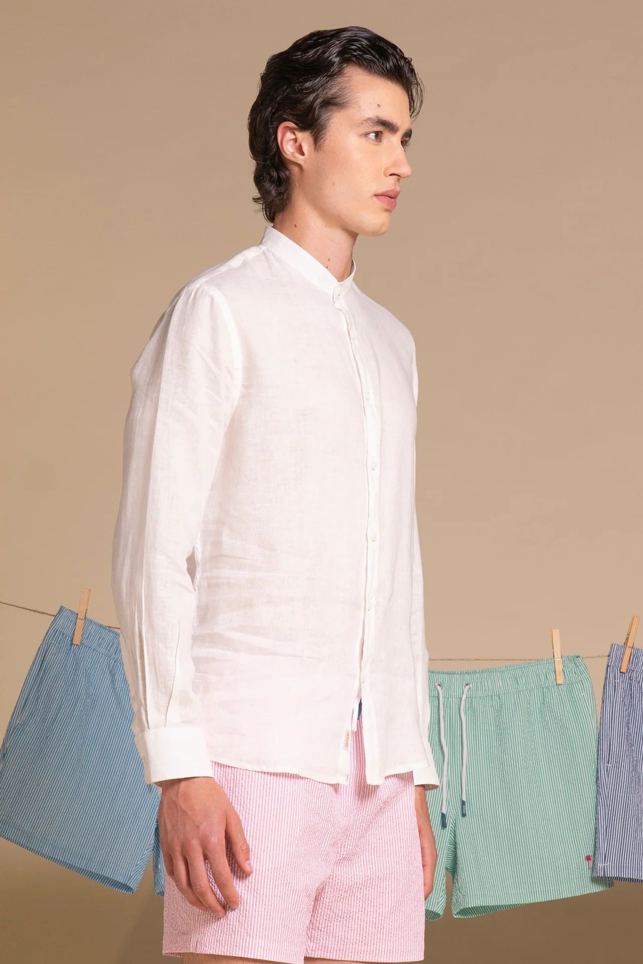 IMPURE Leinenhemd COREANA COLLAR L/S SLIM LINIEN - italienisches Leinen Hemd - modische