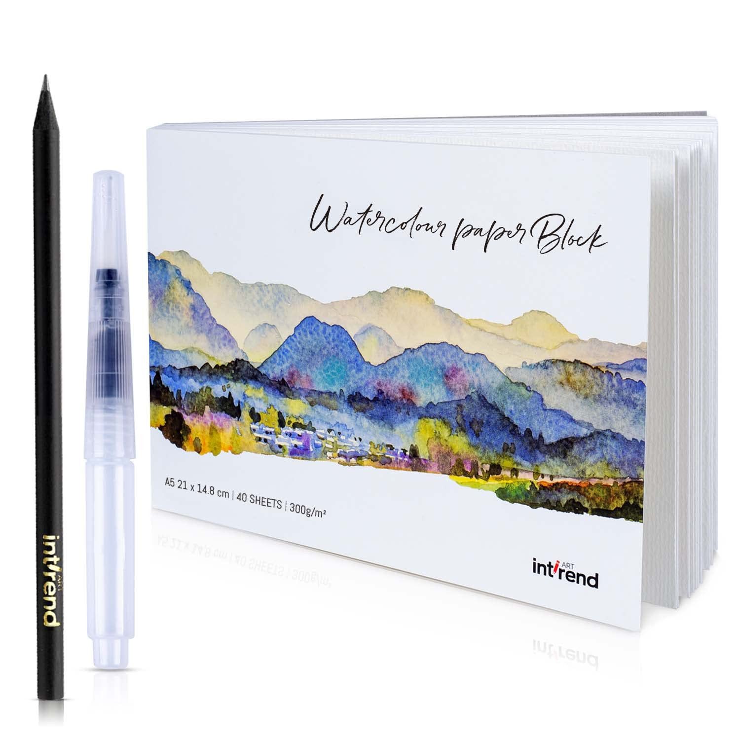 int!rend Aquarellblock int!rend Aquarellblock A5 300g 40 Blatt mit Pinsel