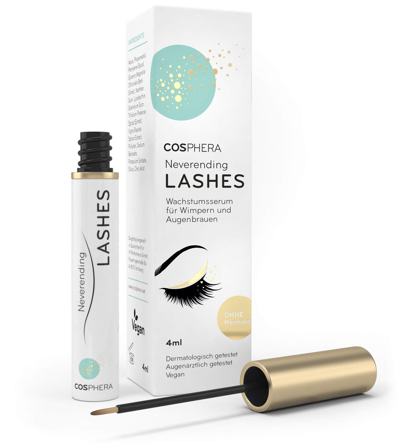 Cosphera Wimpernserum Neverending Lashes - Hormonfreies Wimpernserum, alkoholfrei, volumenverstärkend