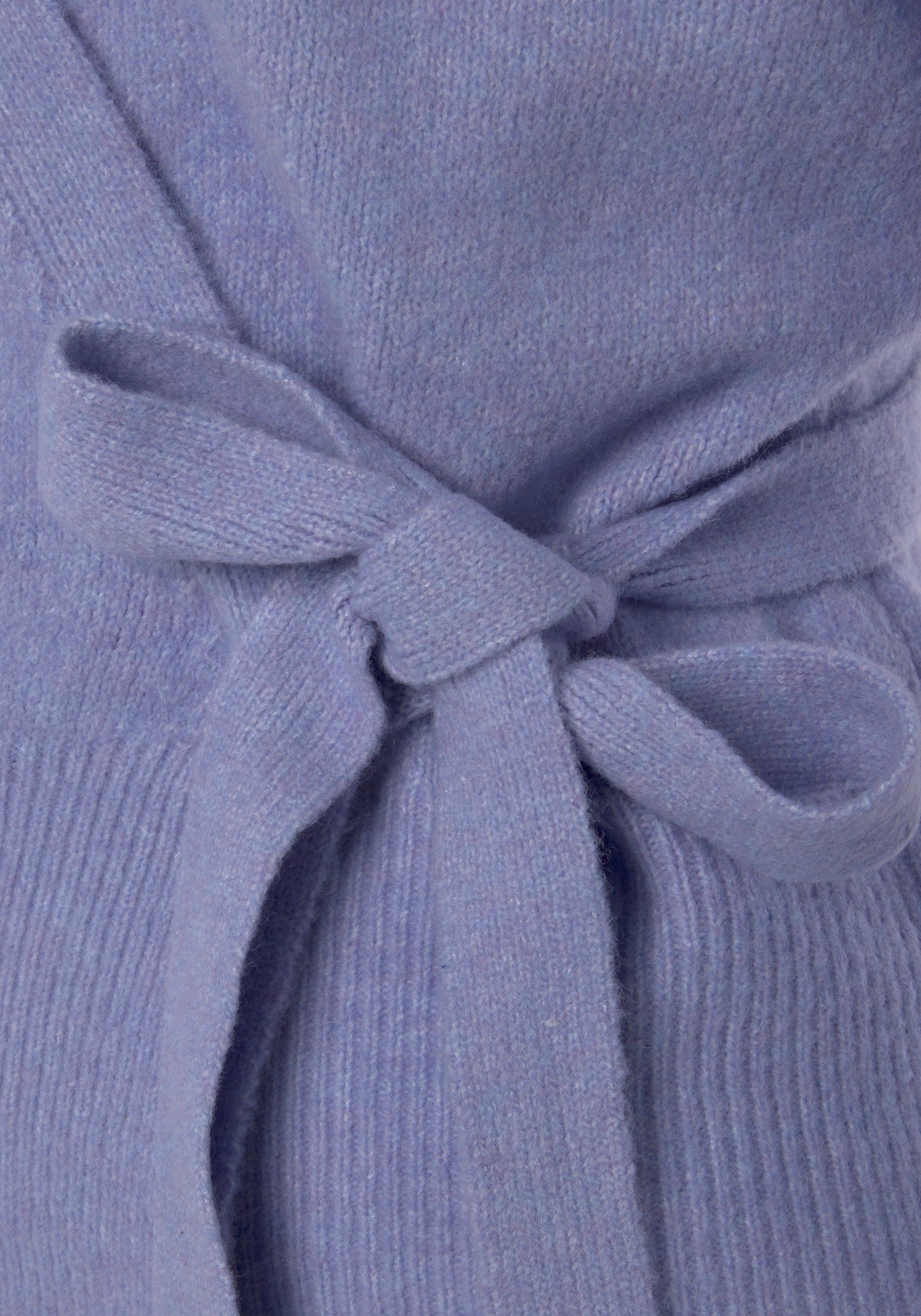 LASCANA Wickelstrickjacke mit breitem Rippbündchen, Loungewear