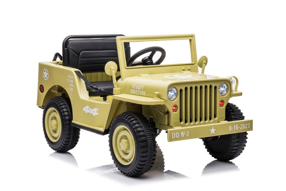 Elektro-Kinderauto Jeep 4x4 ALLRAD Khaki LED+Audio+FB