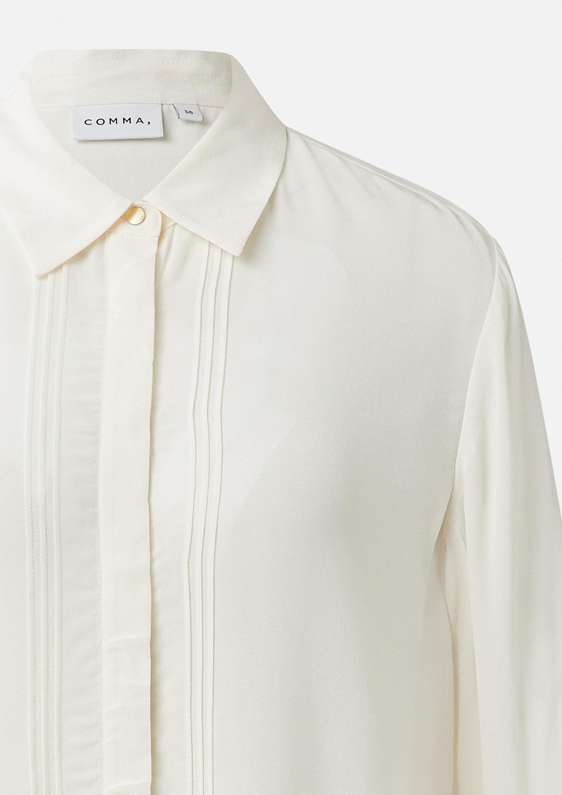 comma Langarmbluse Bluse Semi-transparente Bluse aus Viskose-Crêpe
