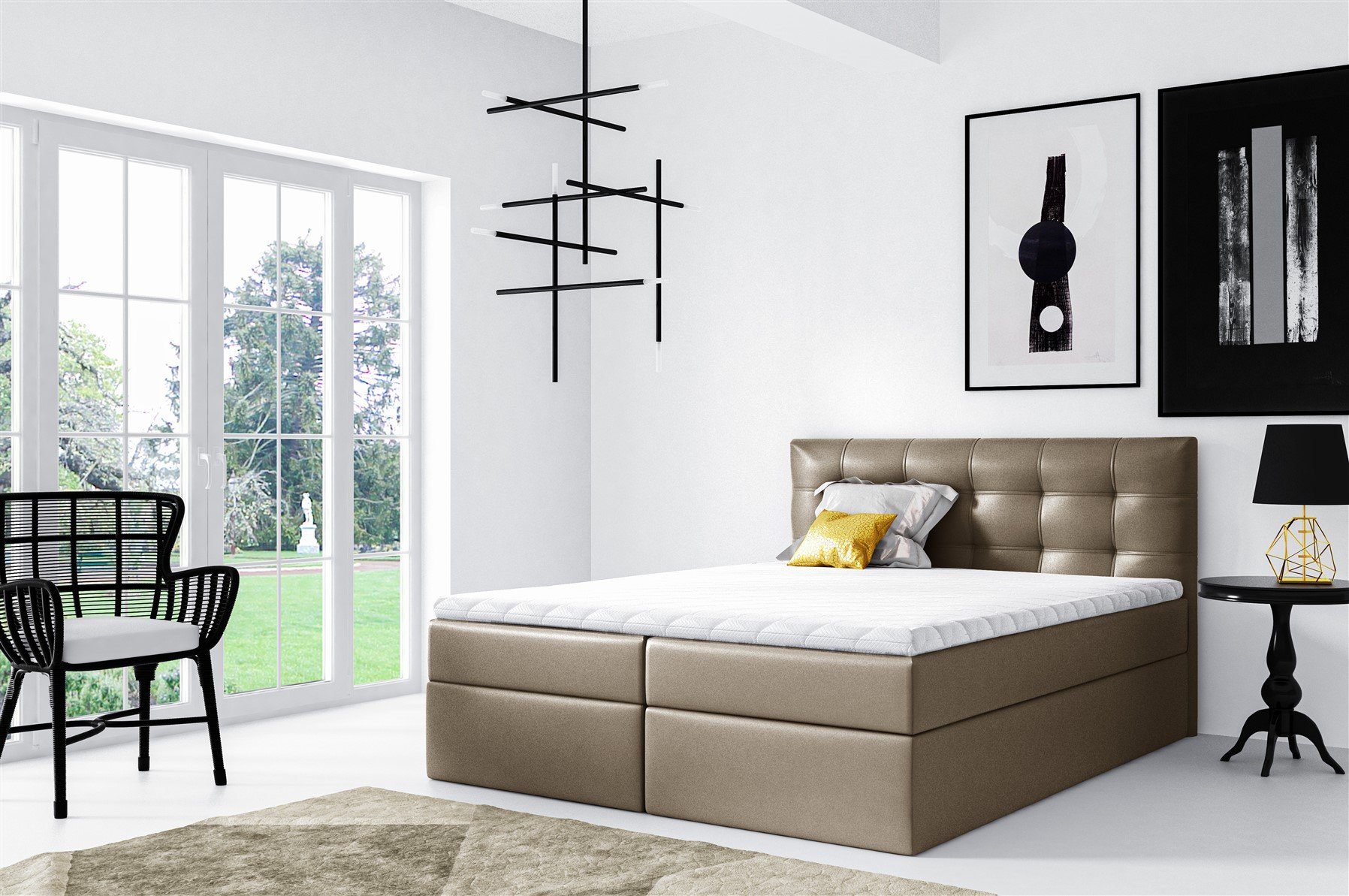 Fun Möbel Boxbett Schlafzimmerbett OVIEDO XL in Überlänge (inkl. Bettkästen, inkl. Kaltschaumtopper), Überlänge