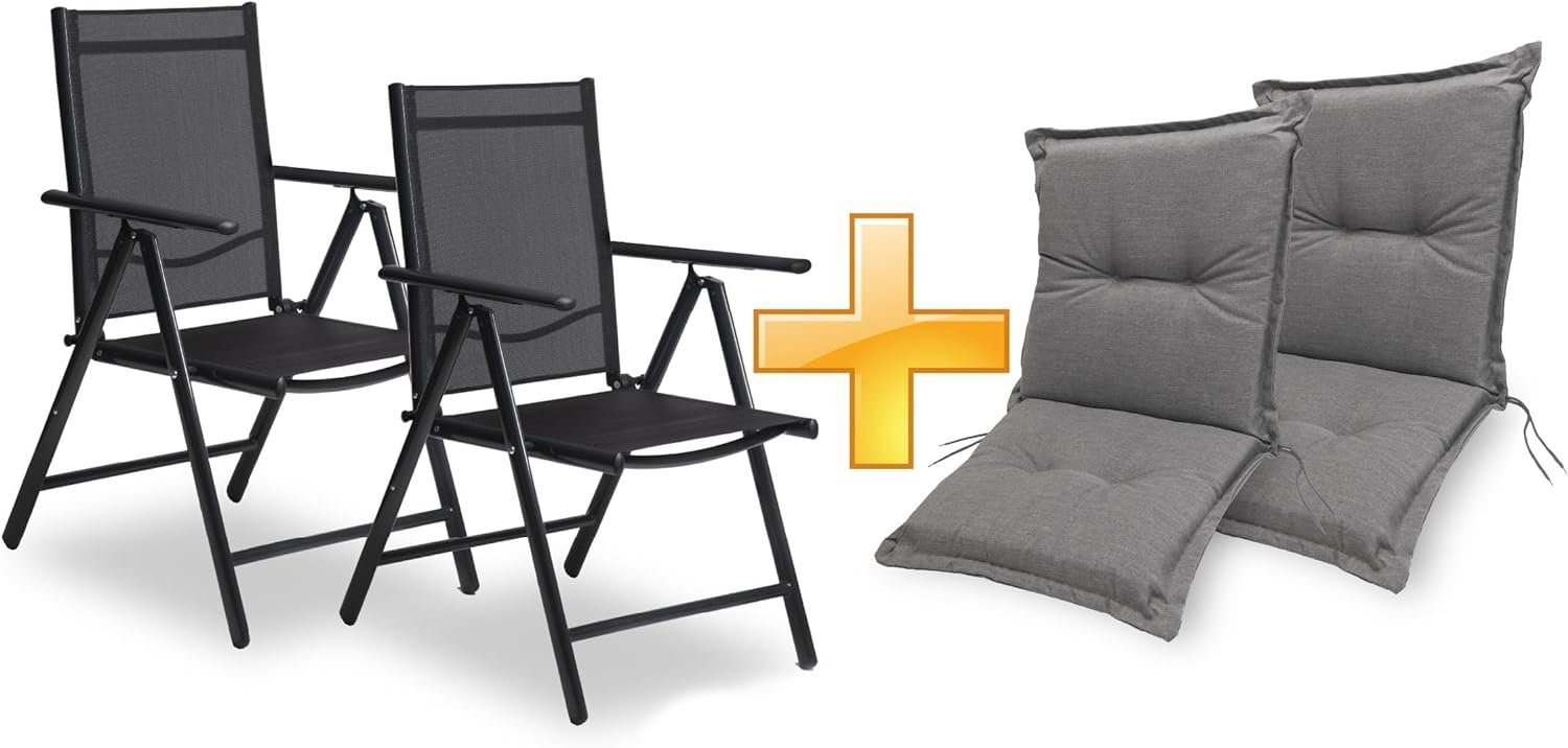 sunnypillow Gartenstuhl Set Gartenstuhl und Gartenstuhlauflage Niedriglehner Indoor / Outdoor, 100 x 50 x 9 cm Auflage wasserdicht UV-lichtecht