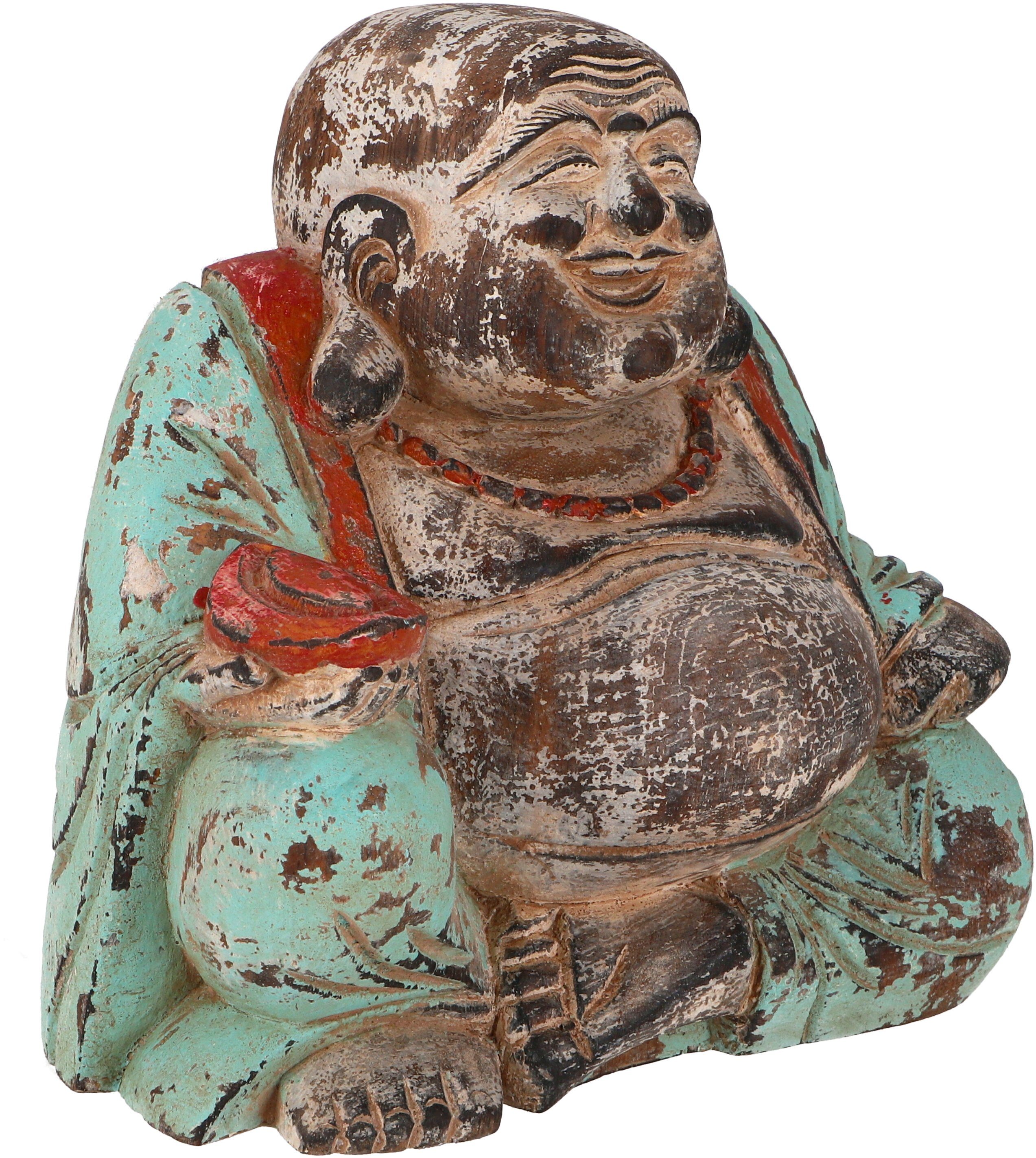 Guru-Shop Buddhafigur Lachender Holzbuddha, Buddha Statue, günstig online kaufen