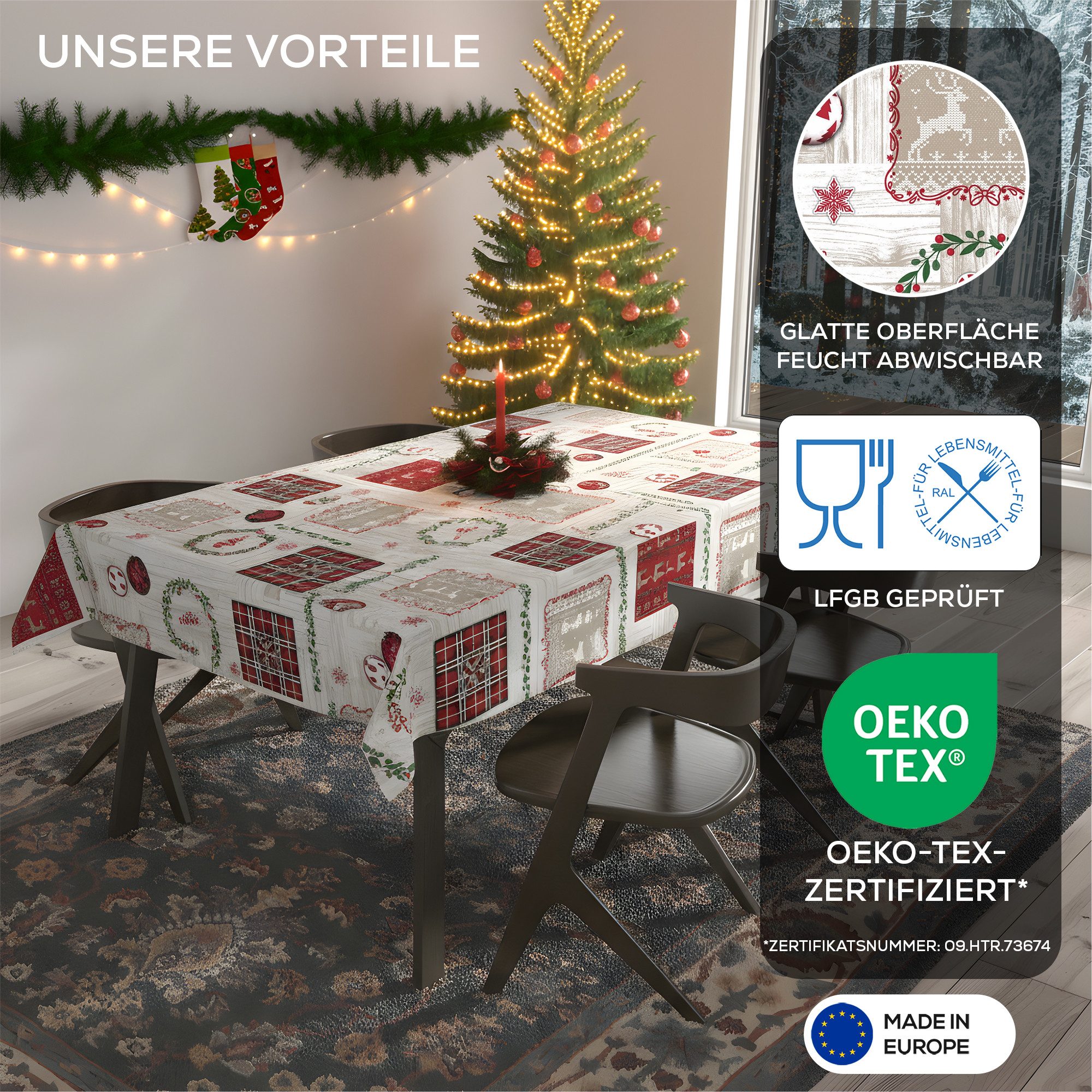 Beautex Tischdecke Wachstuchtischdecke abwischbar Tischdecke RUND ECKIG, We günstig online kaufen