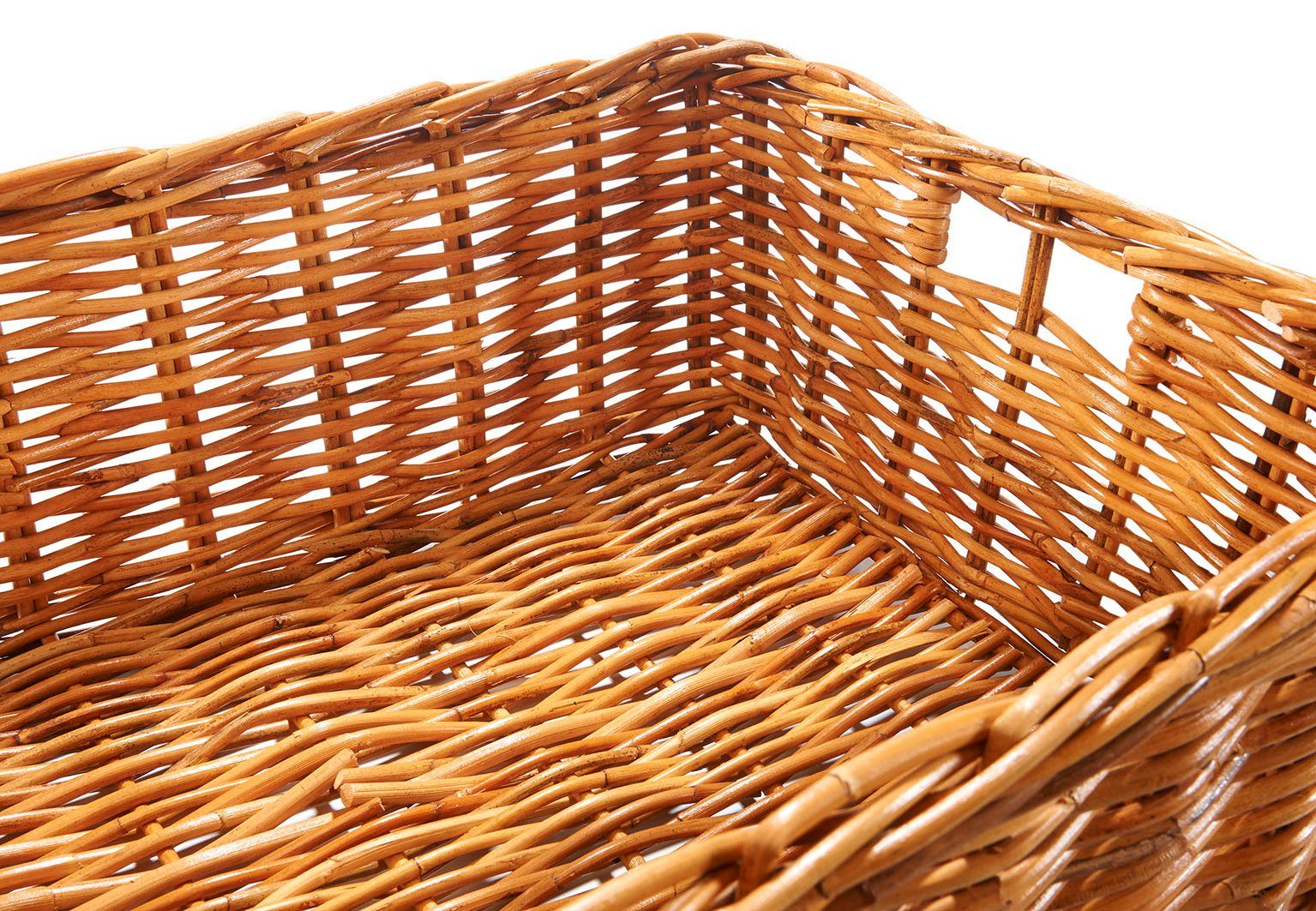 Kobolo Aufbewahrungskorb Rattankorb Regalkorb Rattan lacak eckig Größe M