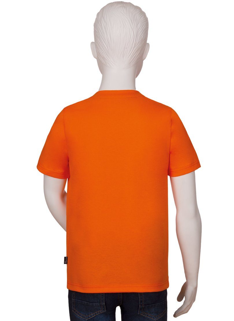 mit mandarine T-Shirt T-Shirt großem Affen-Druckmotiv Trigema TRIGEMA