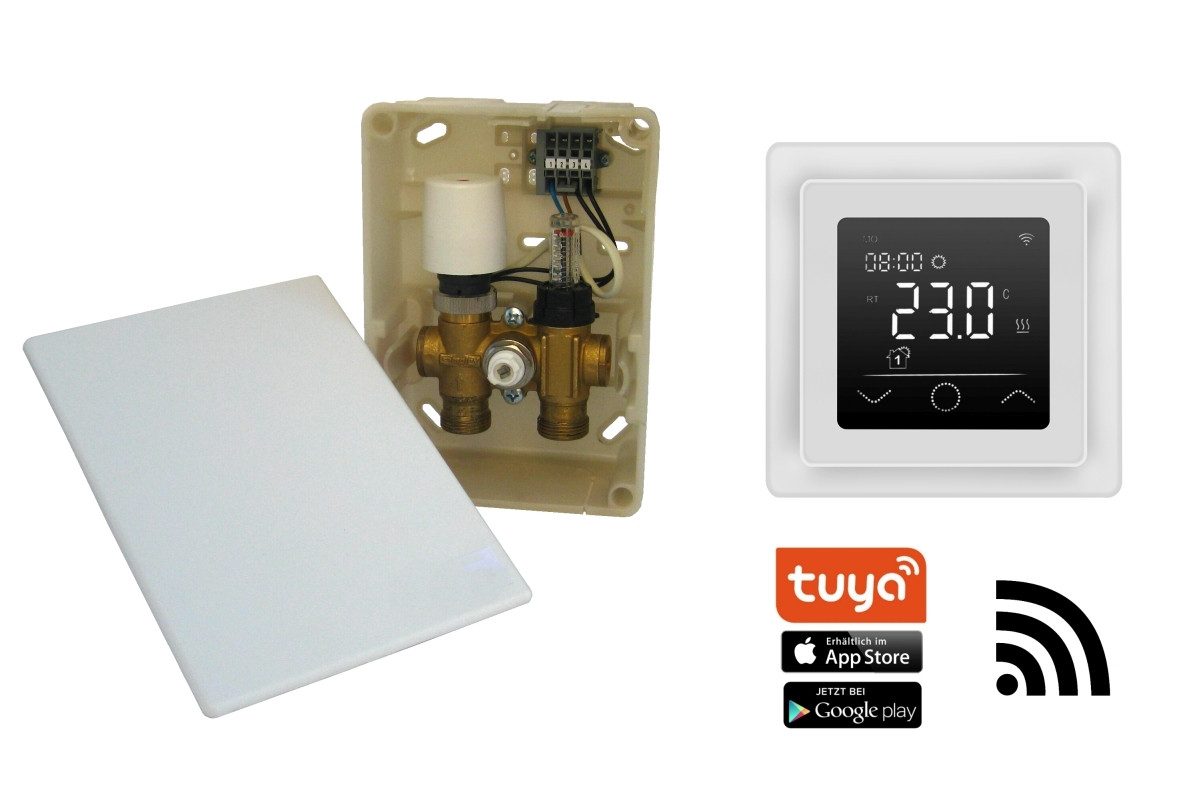 HoWaTech Fußbodenheizung TAC Warmwasser Fußbodenheizung Komplettset E-Regelbox WLAN Touch (w), (Komplett Set)