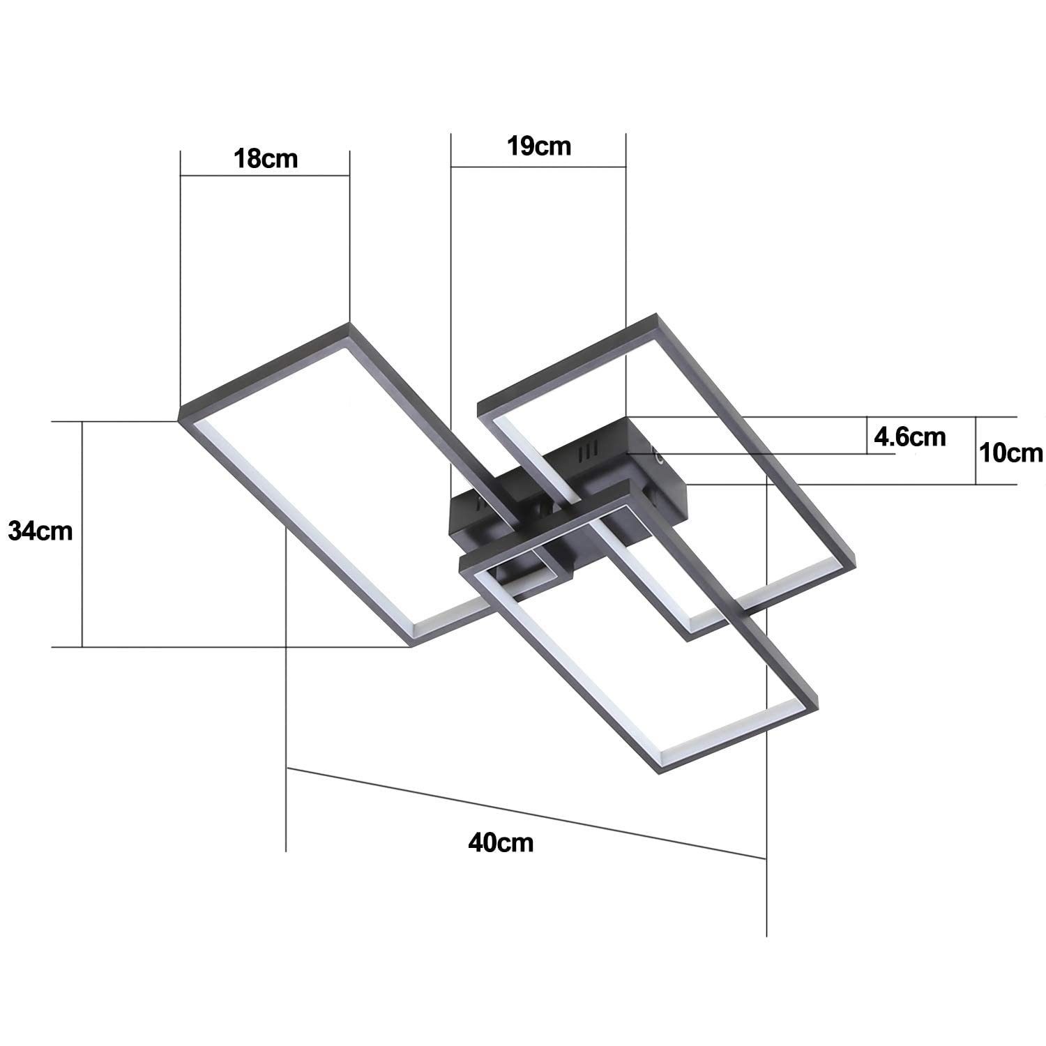 ZMH LED Deckenleuchte Wohnzimmerlampe aus Metall Modern-Design, Dimmer, LED fest integriert – Bild 5 von 5