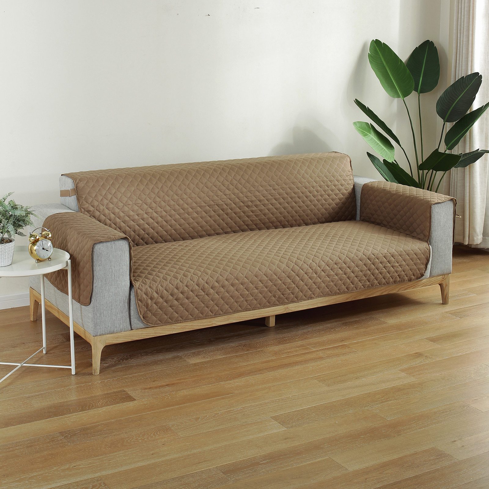 BTTO Sofabezug Gesteppter Sofahusse mit Armlehnen, 1/2/3 Sitzer Rutschfest Möbelschutz, Wasserdicht Schonbezug mit elastischem Band, Bezug fürs Sofa