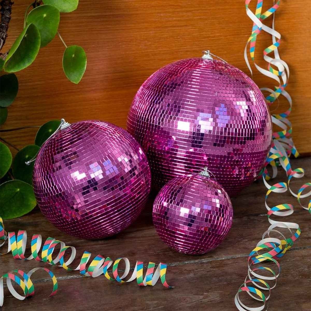 Rex London Dekokugel Discokugel Pink mit Spiegeloberfläche – Spiegelkugel für Partys & Deko – Bild 5 von 5