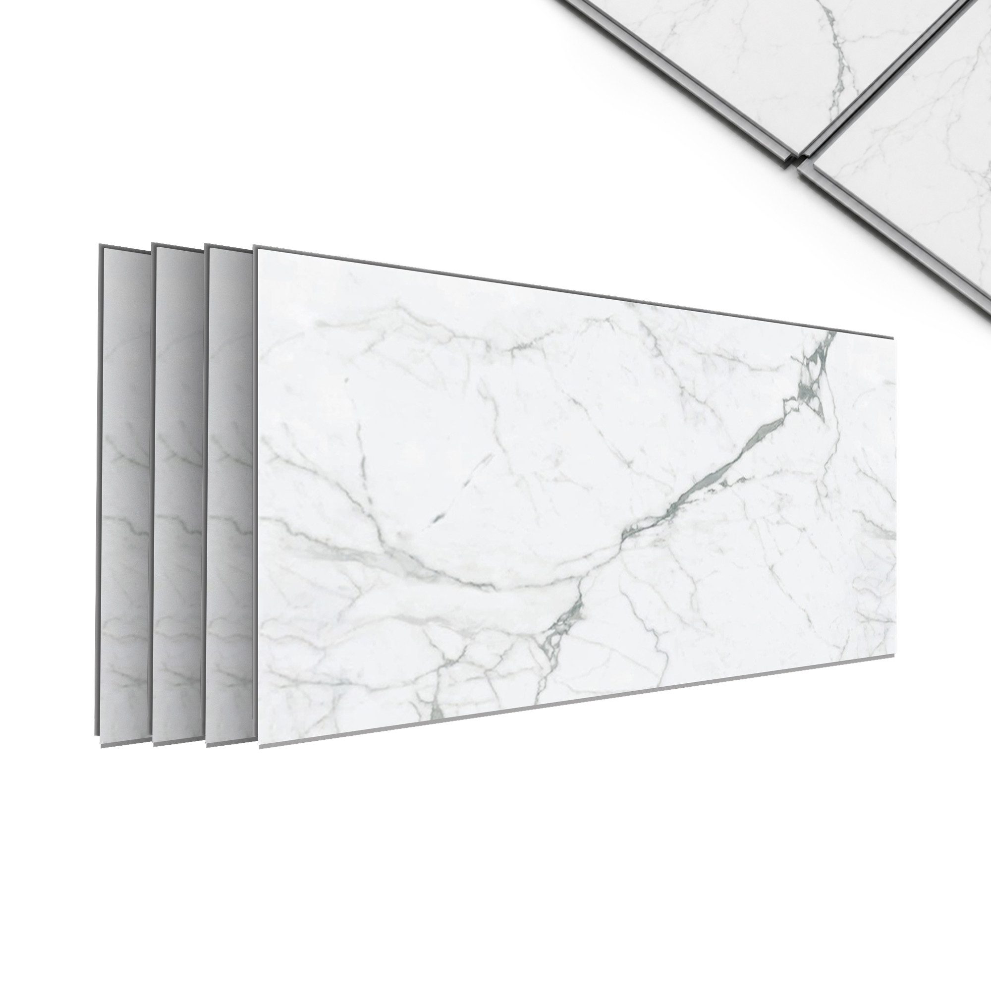 IZODEKOR 3D Wandpaneel SPC Wandverkleidung mit Klicksystem – Marmoroptik & Steinoptik, BxL: 60x120 cm, 0,72 qm, (1er- oder 4er-Set, optional mit 4 Montageklebern) wasserfest, hitzebeständig, kratzfest, pflegeleicht, für Bad & Küche