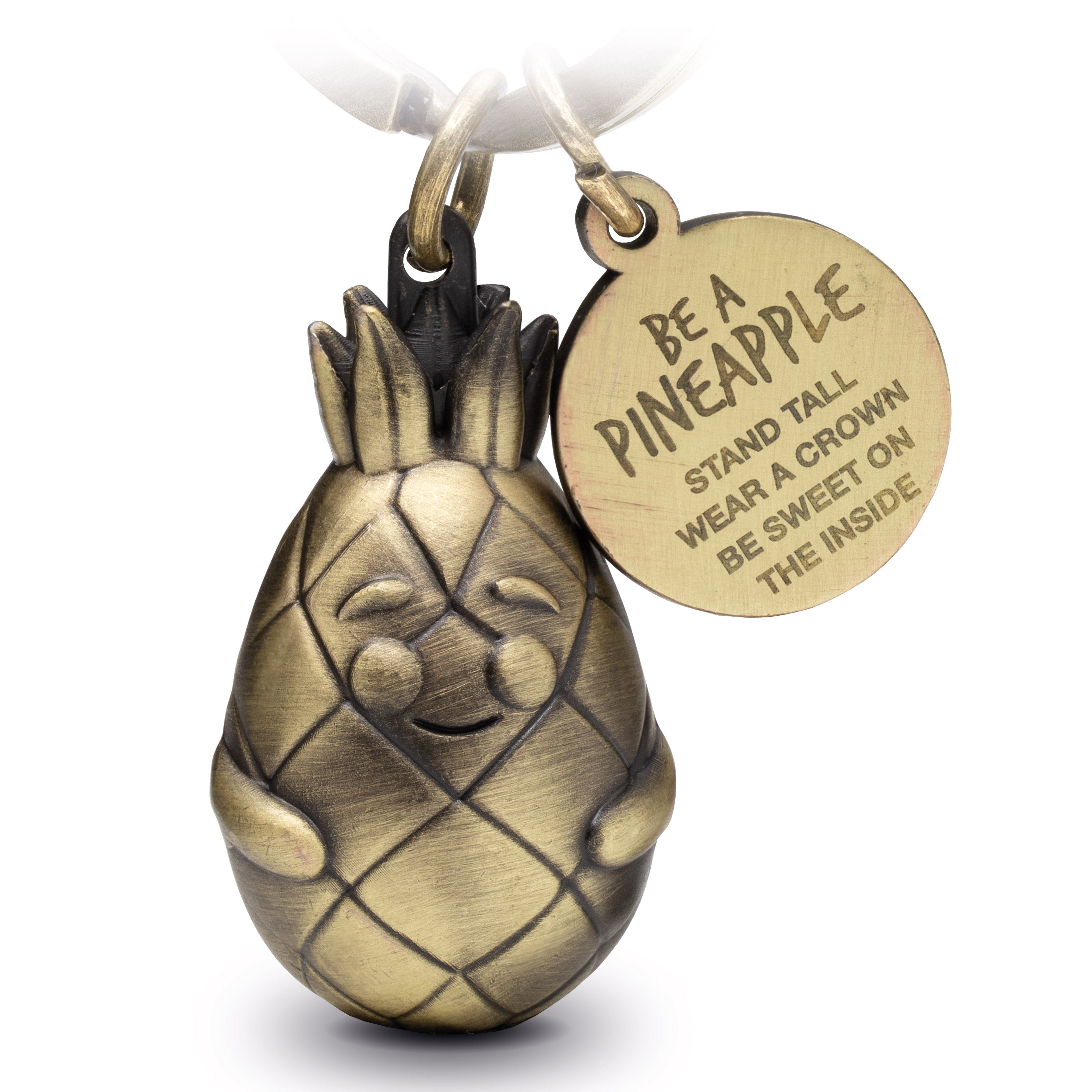FABACH Schlüsselanhänger Ananas "Piny" mit Gravur - Be a Pineapple - Glücksbringer Geschenk Antique Bronze