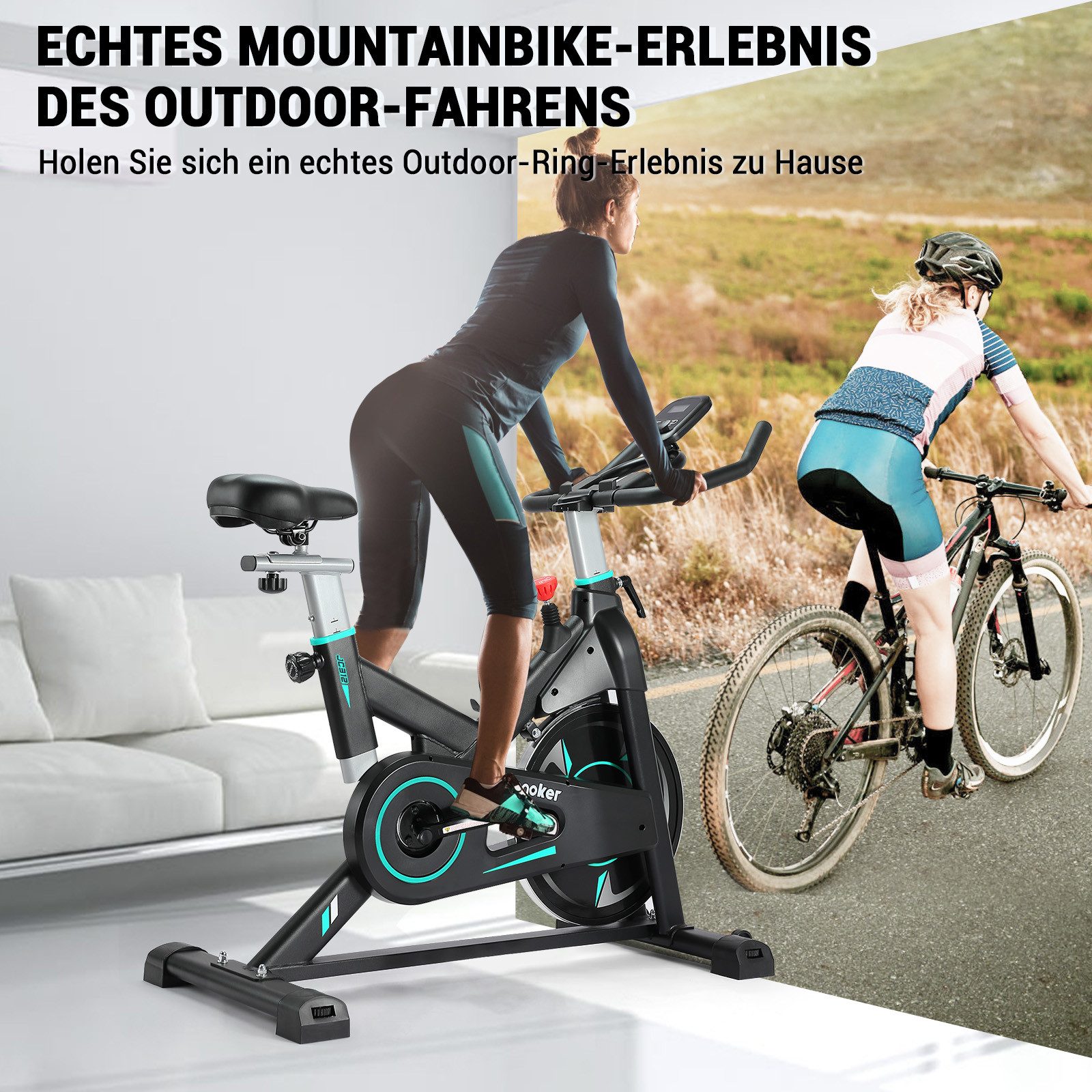 Wenoker Heimtrainer Fahrrad mit App,Magnetwiderstand Stationäres Fahrrad für Zuhause, mit Flüsterleise,Schweres Schwungrad und LCD-Monitor Bis 160KG