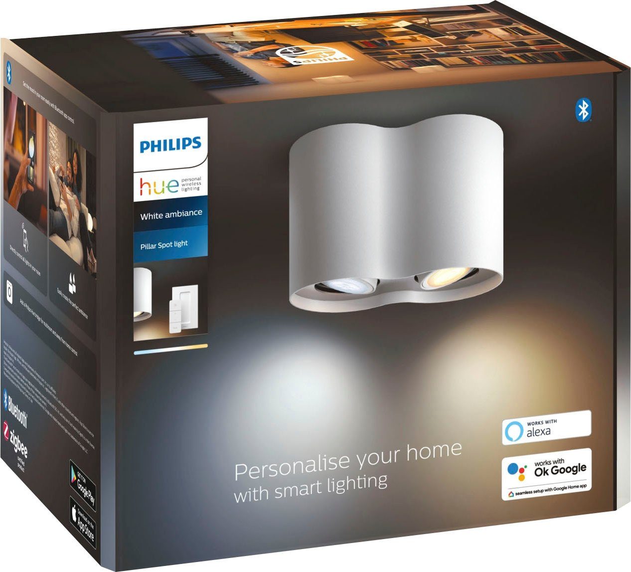 Philips Hue Dimmfunktion, Flutlichtstrahler Leuchtmittel Warmweiß LED wechselbar, Pillar