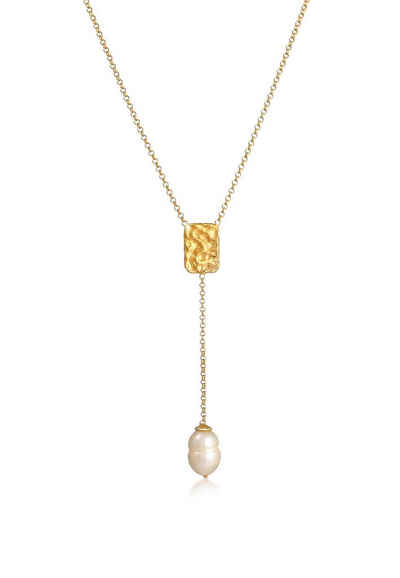 Elli Premium Perlenkette »Y-Kette Barock Perle Organic Zeitlos 925 Silber«