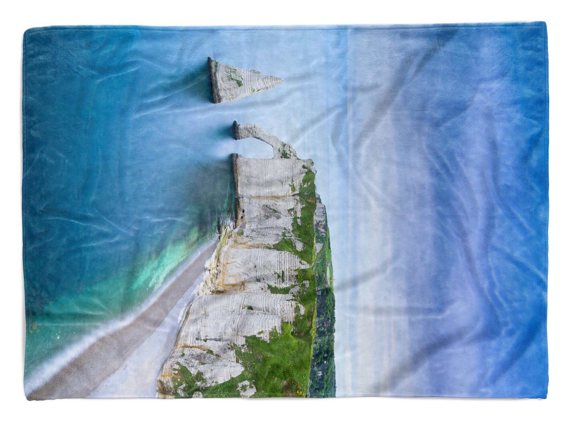 Sinus Art Handtücher Handtuch Strandhandtuch Saunatuch Kuscheldecke mit Fotomotiv weiße Felsen Meer, Baumwolle-Polyester-Mix (1-St), Handtuch