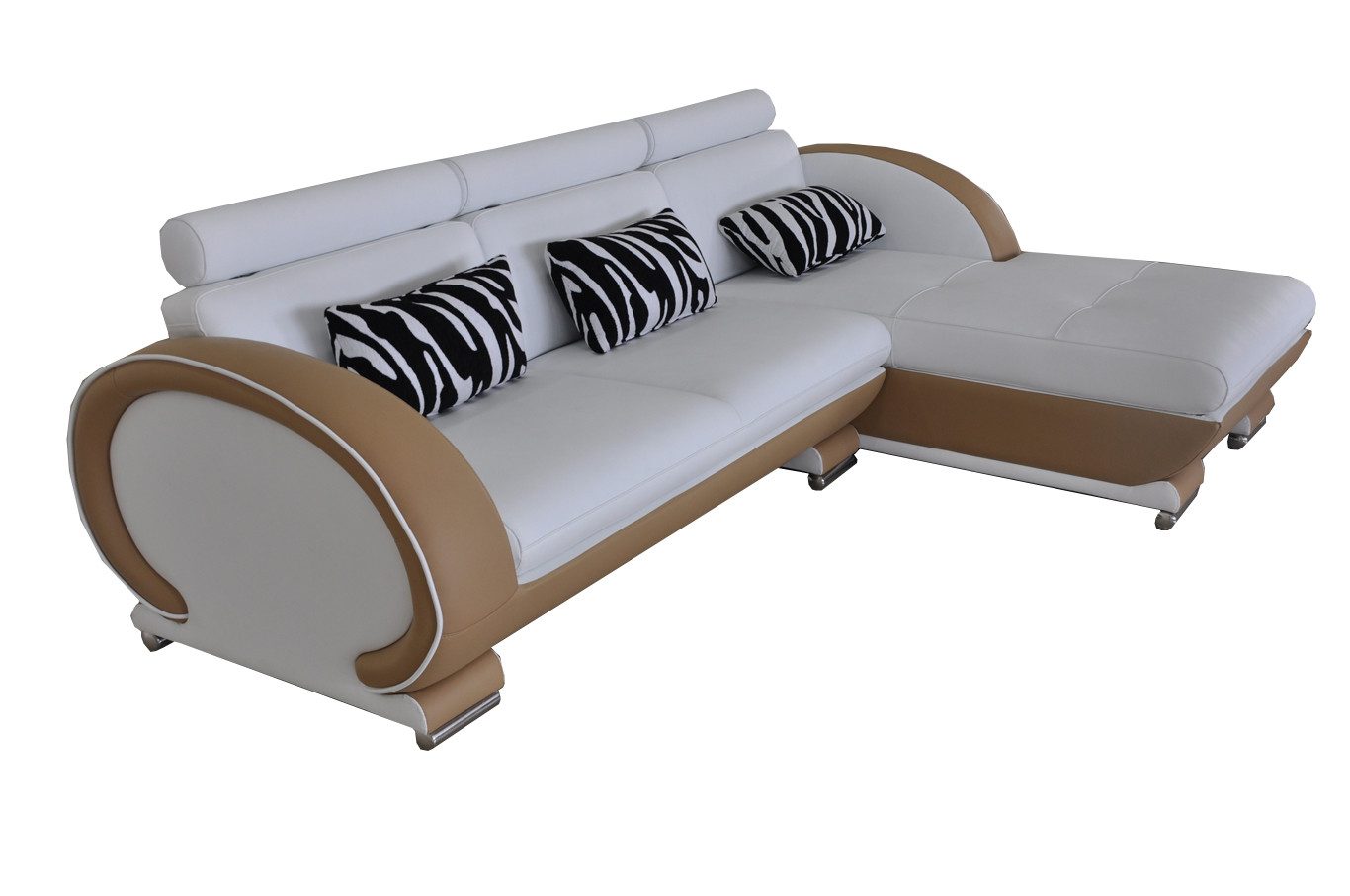 Ecksofa Ecksofa mit USB Anschlüsse - Ledercouch Wohnlandschaft U-Form