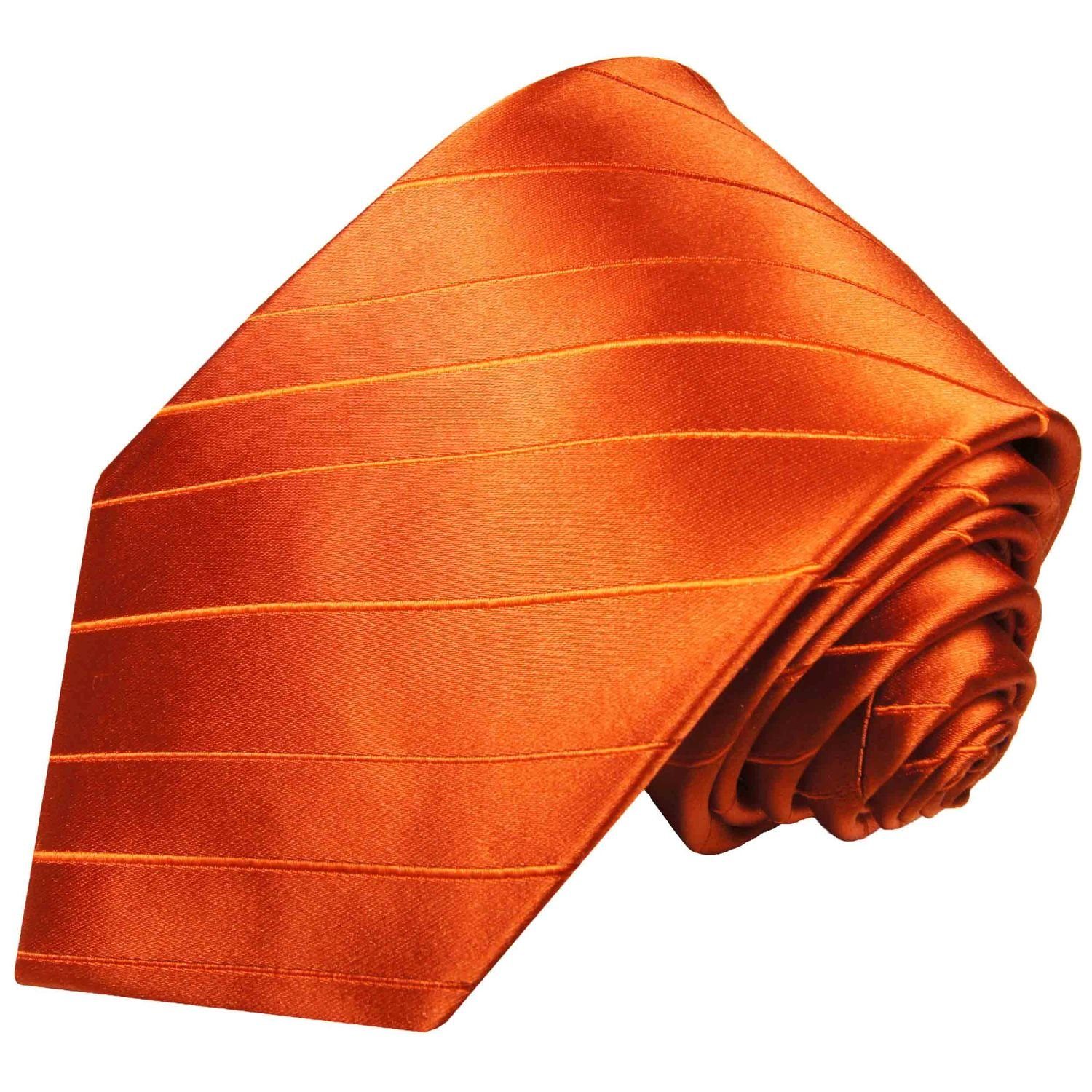 100% Schmal modern Krawatte uni (6cm), Paul Seide Herren orange Schlips 622 Seidenkrawatte Malone Designer