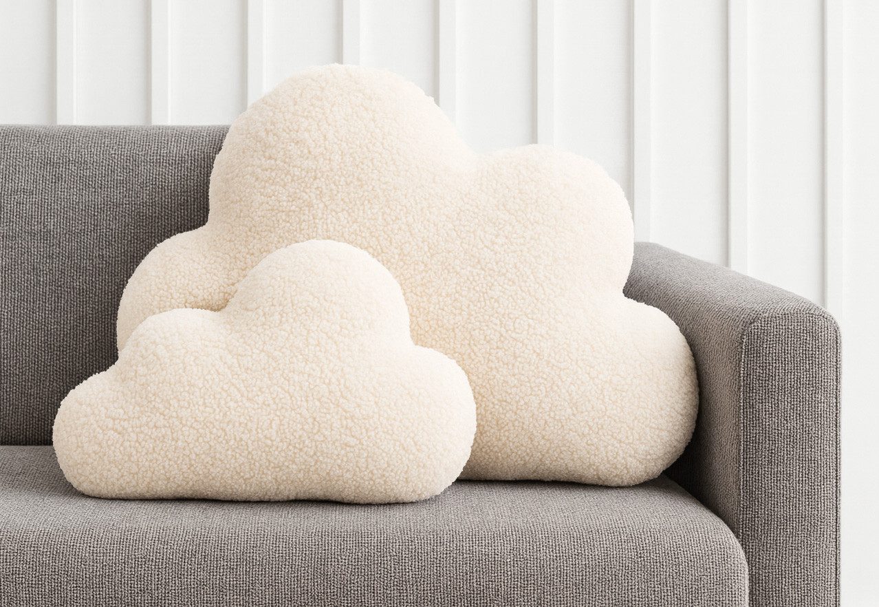 BABEES Dekokissen DEKOKISSEN Boucle Kuschelkissen Herz Wolke GROß 40x25, XXL 60x35 cm, Deko Kissen Geschenk Baby Kinderzimmer Weihnachten Babyshower