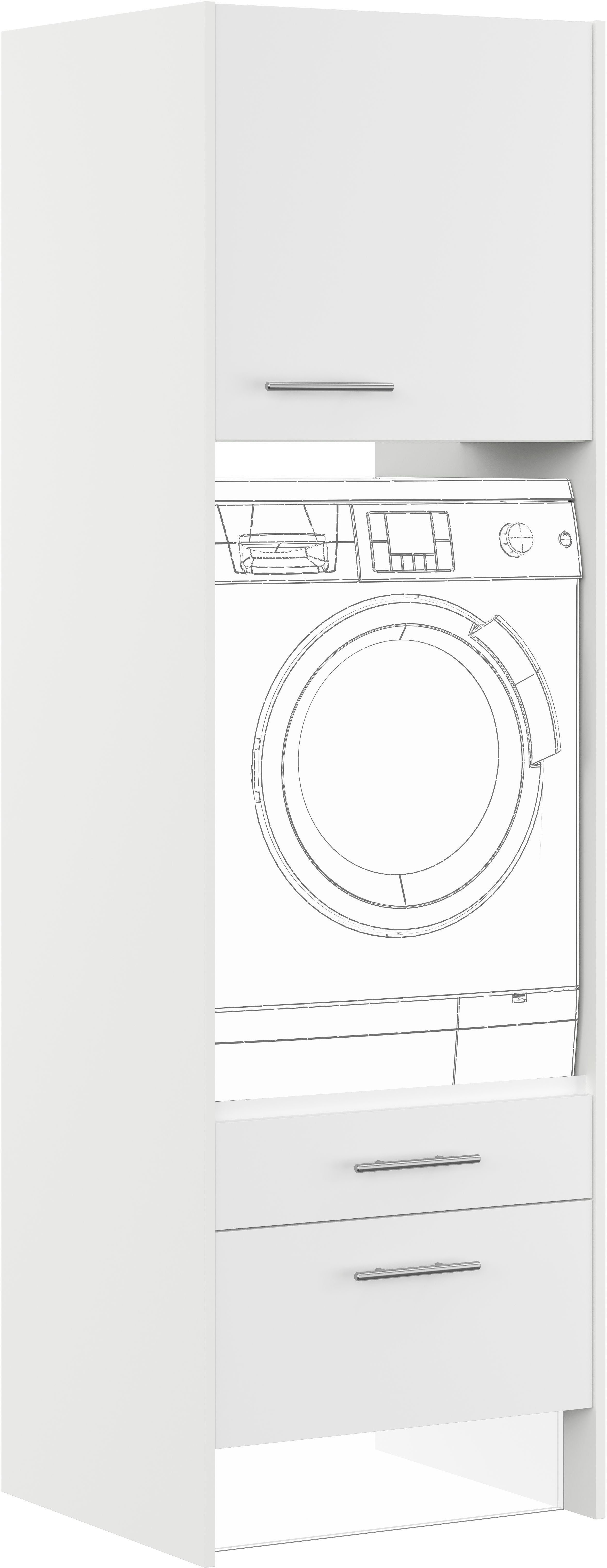 IMPULS KÜCHEN Waschmaschinenumbauschrank "Valencia", Breite/Höhe: 64/206,2 cm, mit Soft-Close mit Wangen, Schubka., Auszug, verstellb. Fachböden, Auflagen