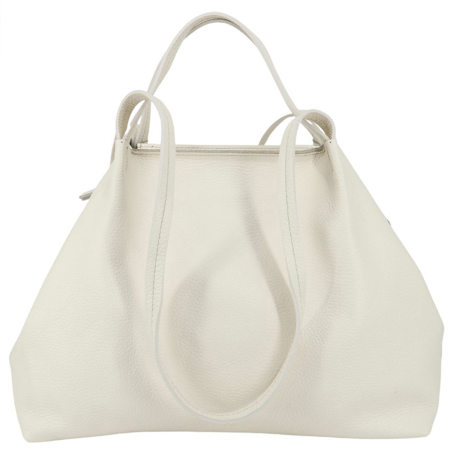 MIRROSI Shopper aus Echtleder, Made in Italy, Henkeltasche Tasche, Groß (L 35 cm x H 28 cm x B 12 cm) Inklusive kleiner Einhängetasche