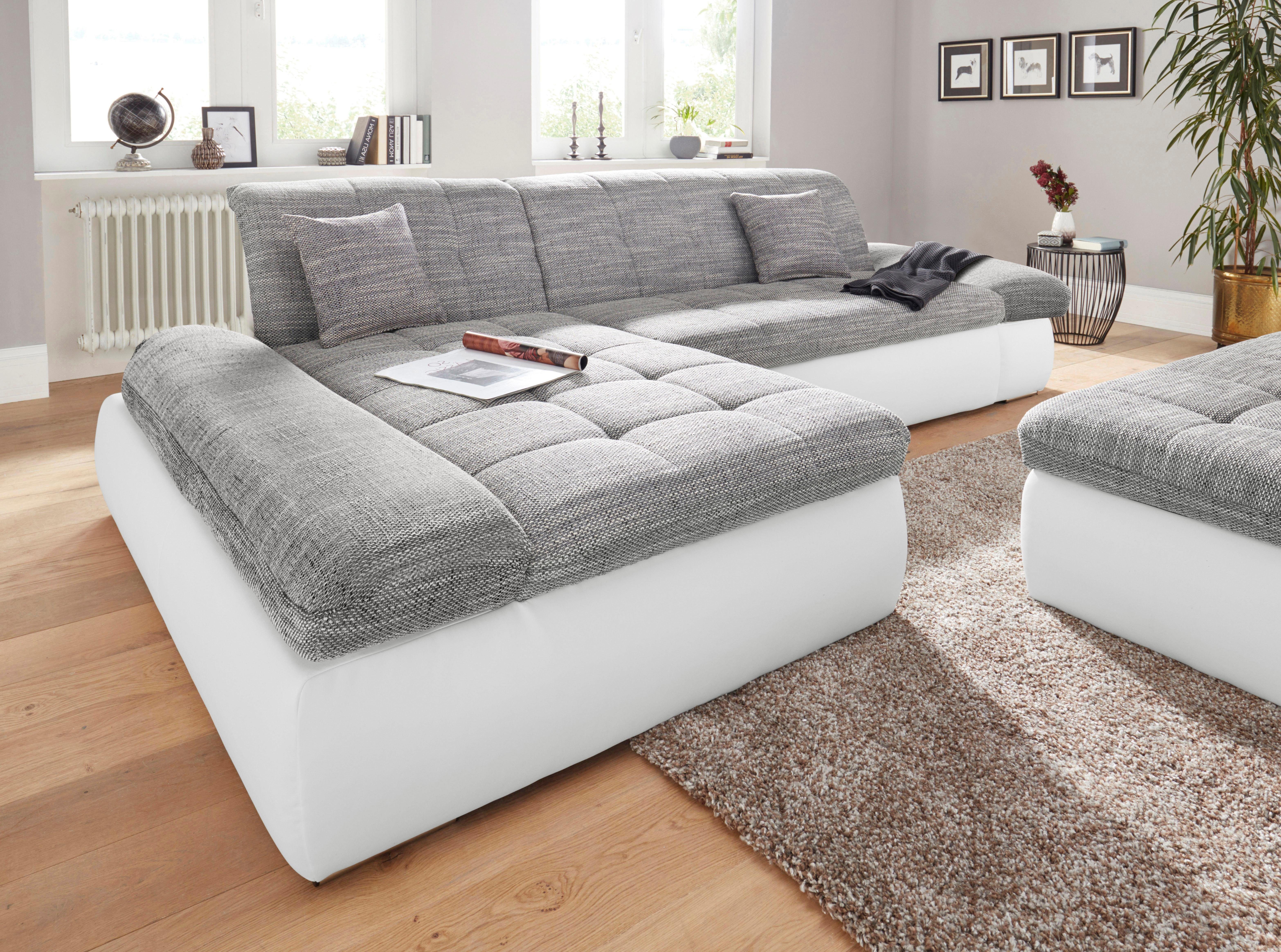 DOMO collection Ecksofa PB Moric wahlweise mit Bettfunktion + Armteilverstellung, L-Form, im XXL-Format, B/T/H:300/172/80 cm, feine Steppung
