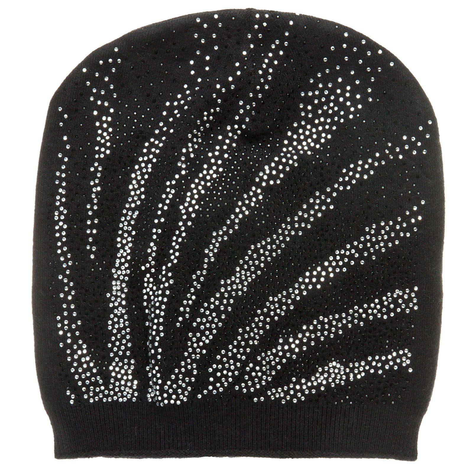 Caspar Beanie MU183 Damen Mütze mit Strass Dekor schwarz