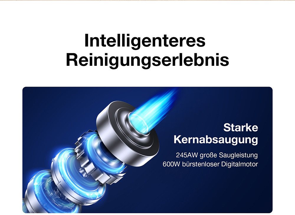 Jimmy Bodenstaubsauger H10 Flex Akku-Hand-und Stielstaubsauger Akku Staubsauger, 650 W, 245AW Saugkraft, 4 Reinigungsmodi, 0,6L Staubbehälter, 2500mAh Akku