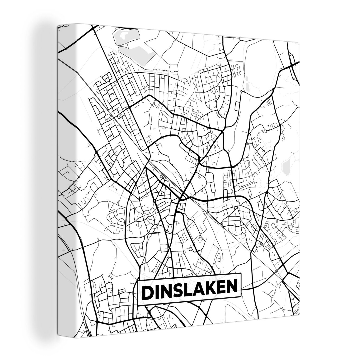 OneMillionCanvasses® Leinwandbild Dinslaken - Karte - Stadtplan, (1 St), Leinwand Bilder für Wohnzimmer Schlafzimmer