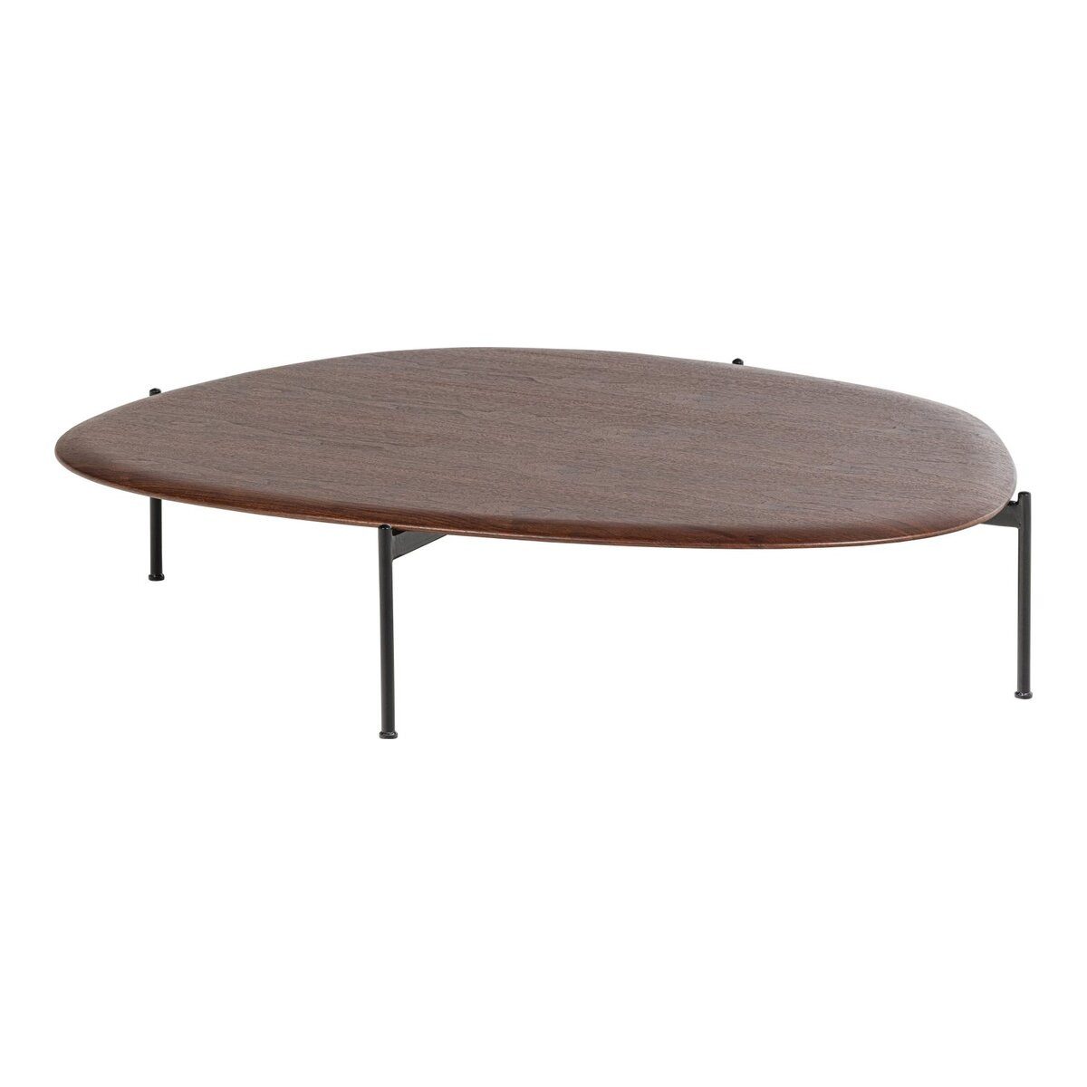 WOOOD Couchtisch Kota - MDF & Holzfurnier Braun, Luftiges & organisches Design, schlanke Beine