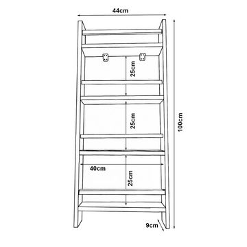 en.casa Wandregal, »Miehikkälä« mit 4 Ablagen Holz 100 x 44 x 9 cm