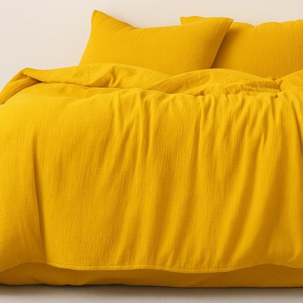 Musselin Welt Bettwäsche Musselin Bettwäsche aus Biobaumwolle Gelb, 100% Bi günstig online kaufen