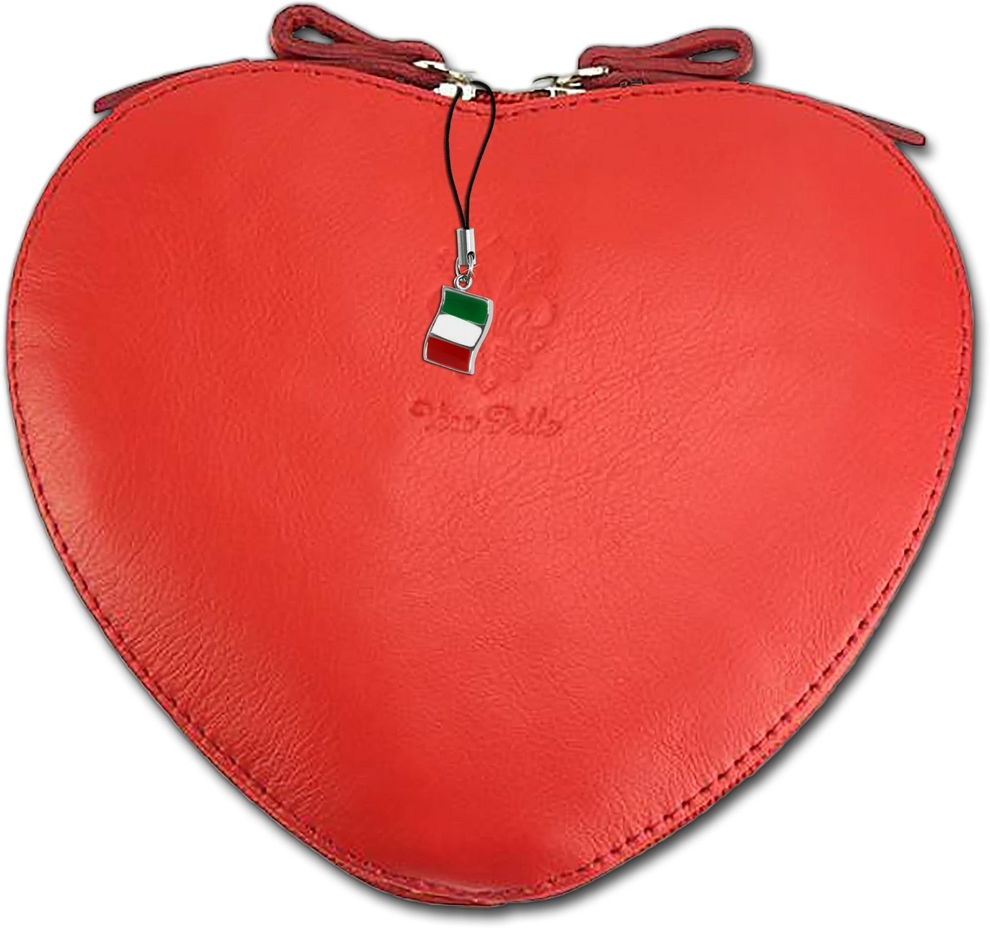 FLORENCE Clutch Florence Heart Bag Damen Tasche (Clutch, Clutch), Damen  Tasche Echtleder rot, Herz, Made-In Italy