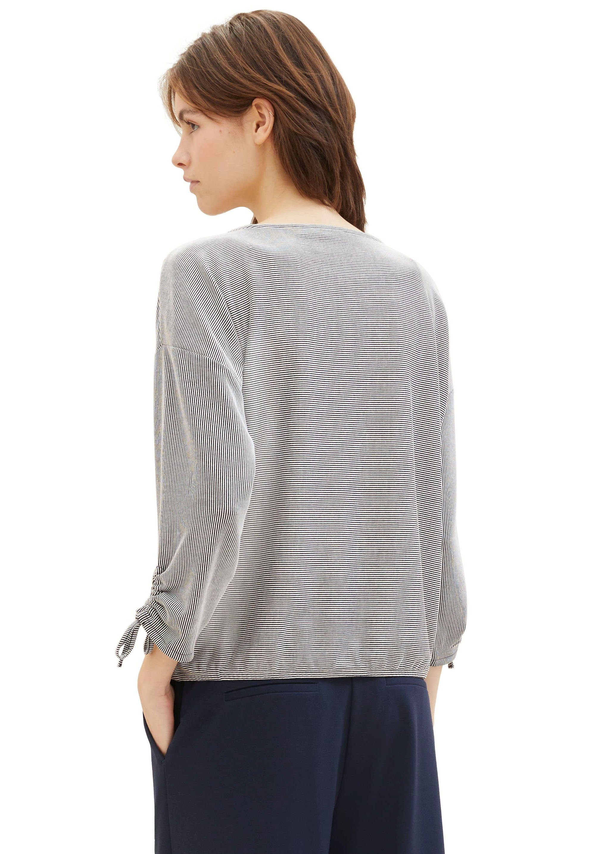 TOM TAILOR Denim 3/4-Arm-Shirt in feiner Rippoptik