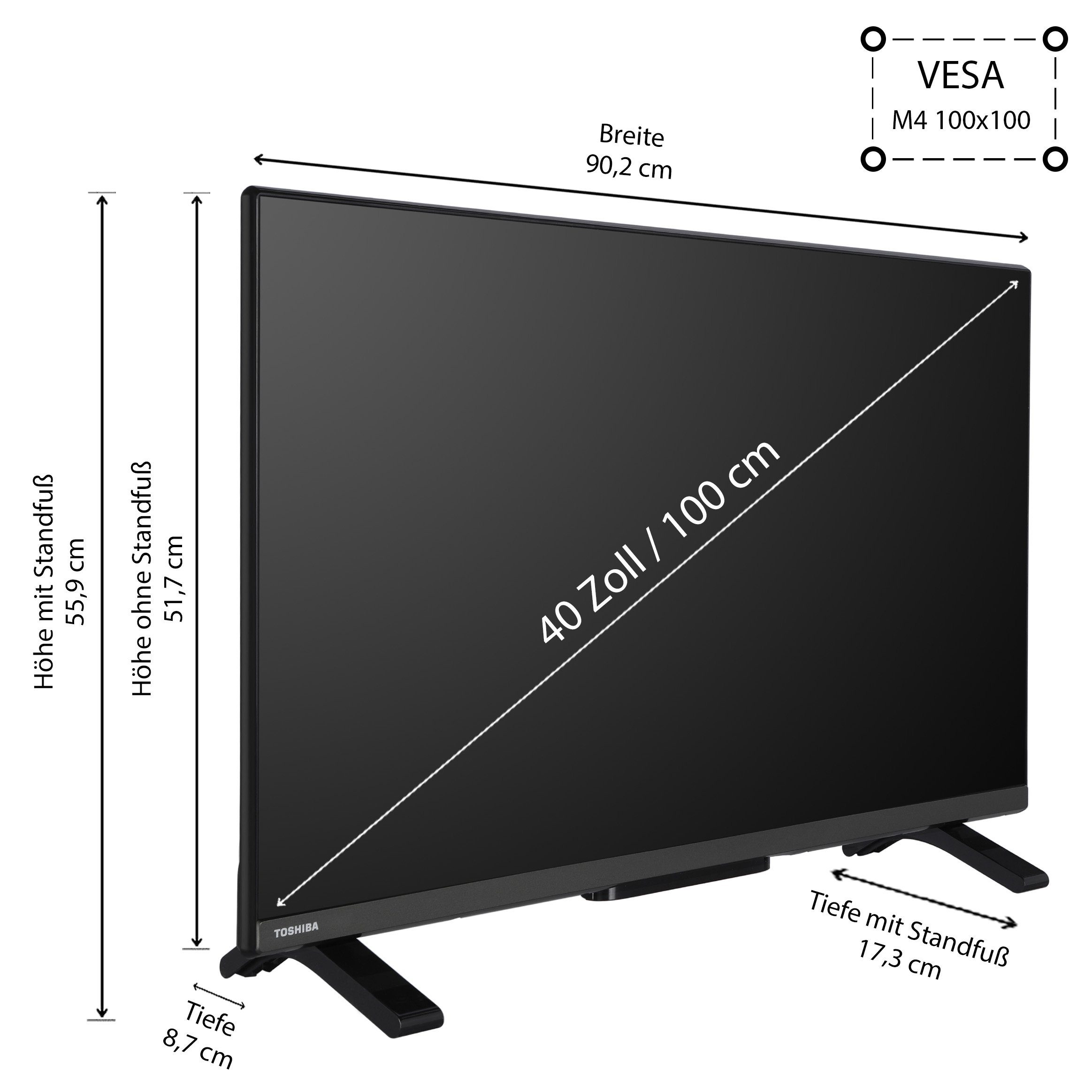 Toshiba 40LV2E63DAZ LCD-LED Fernseher (100 cm/40 schwarz ! RABATT: 35.02%