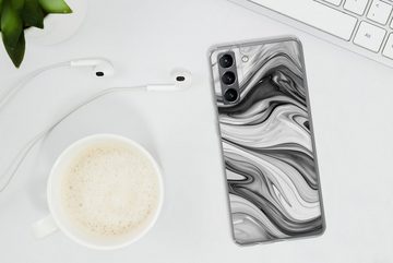 MuchoWow Handyhülle Marmor - Muster - Grau - Marmoroptik - Schwarz, Phone Case, Handyhülle Samsung Galaxy S21, Silikon, Schutzhülle